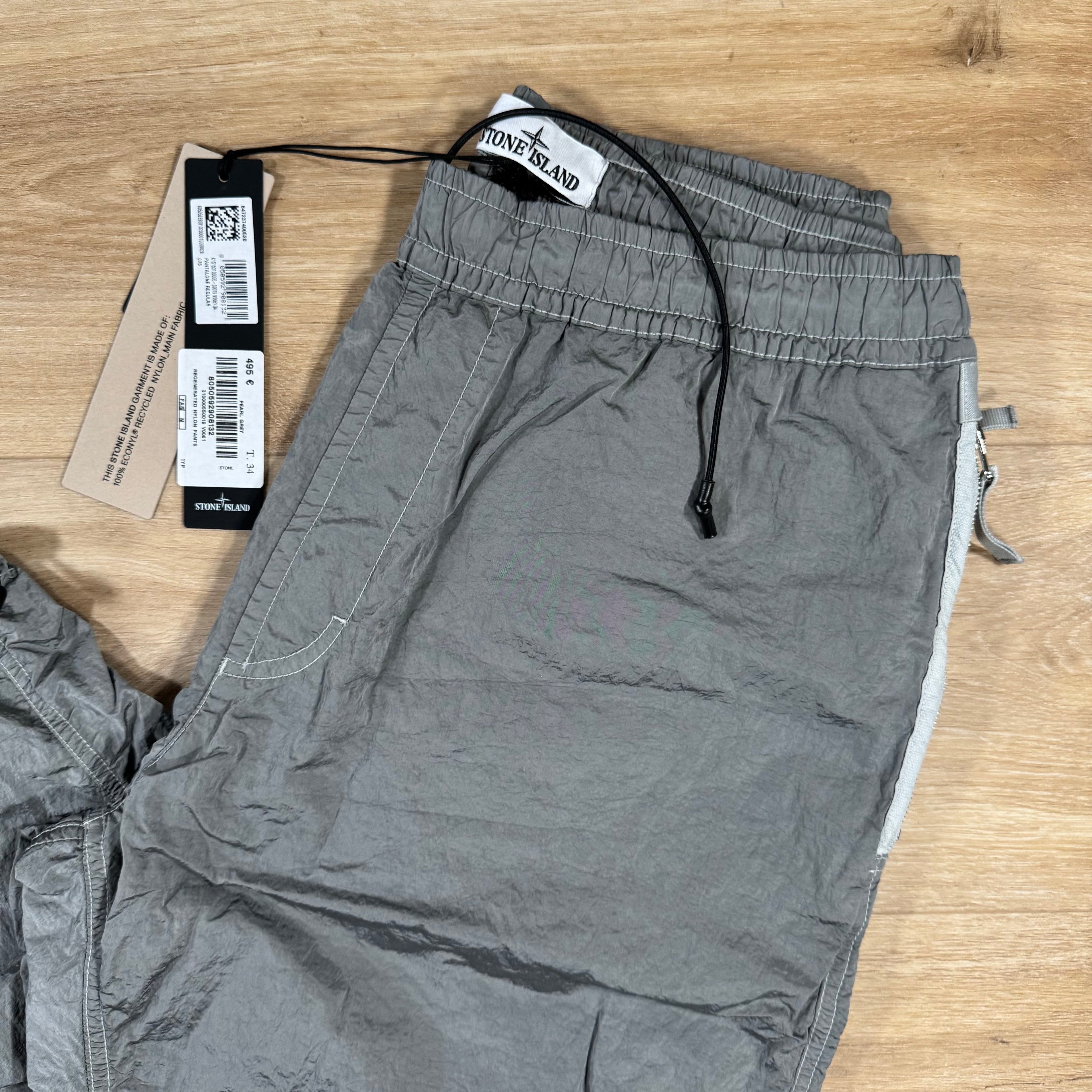 Stone Island Nylon Metal Pants in Pearl Grey with Nylon Mesh Lining -Usfansport