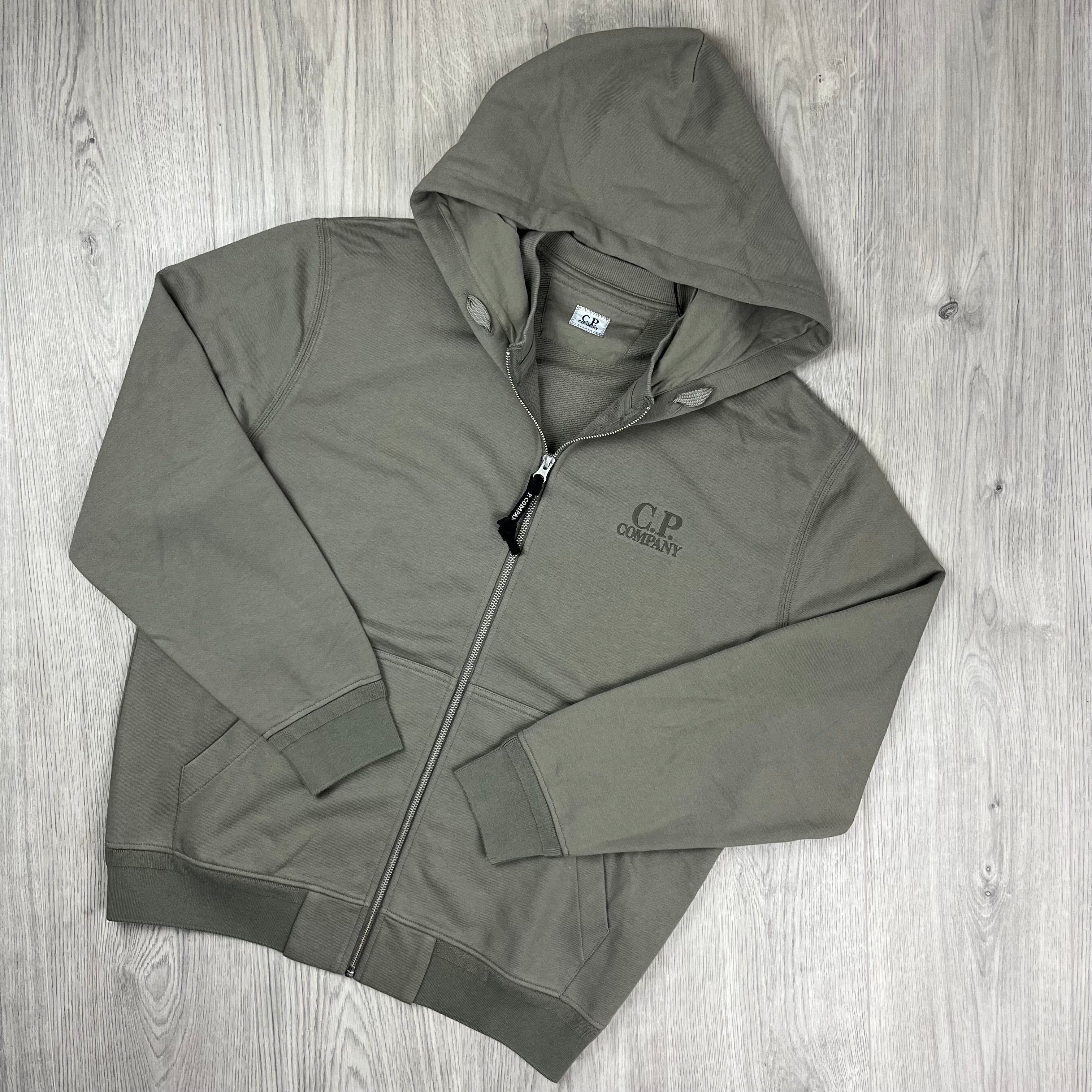 CP Company Raised Fleece Zip Hoodie - Fallen Rock -Usfansport