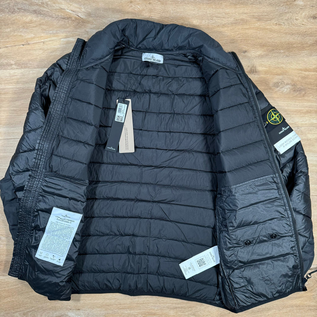 Stone Island Loom Woven Chambers Nylon Down-TC Jacket in Black -Usfansport