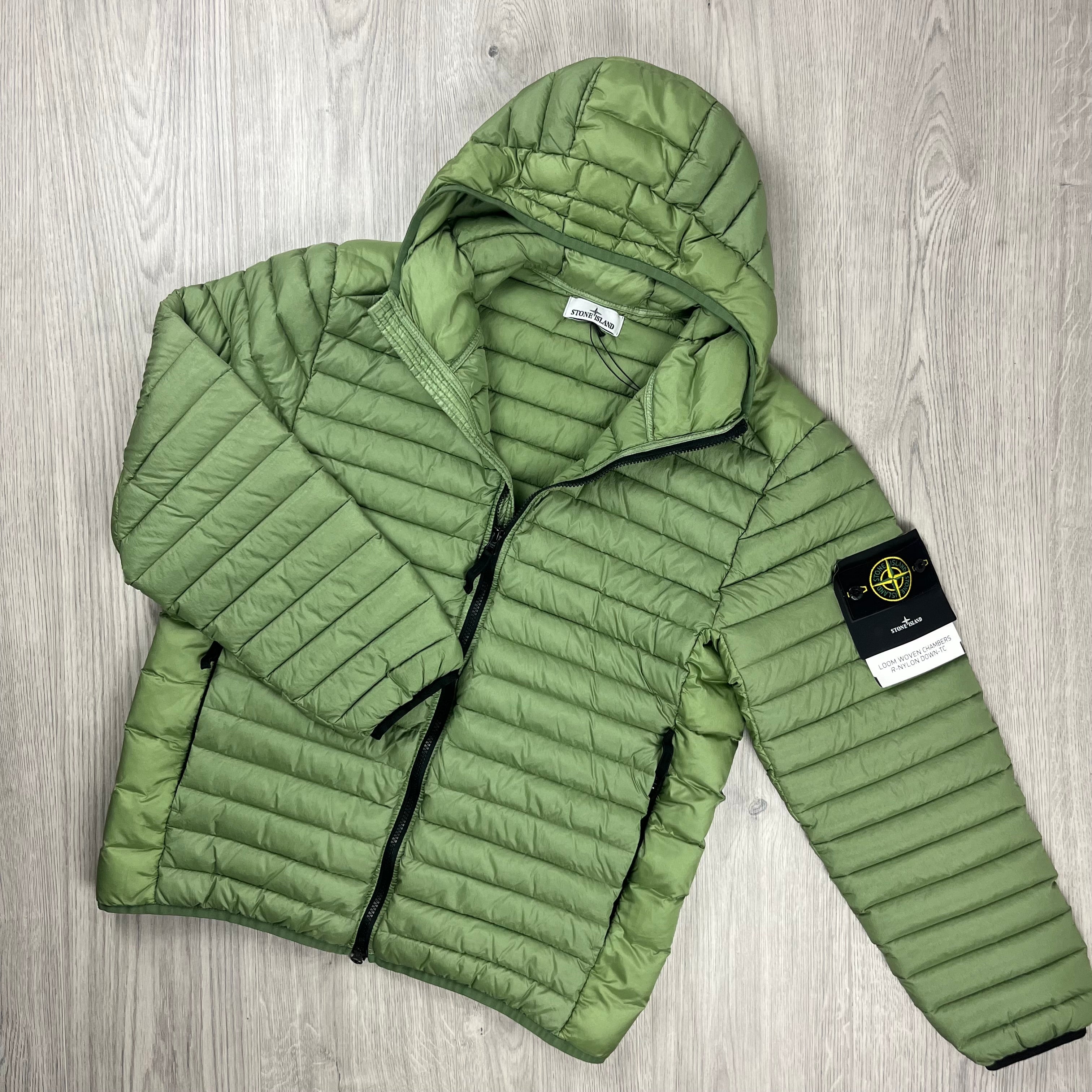 Stone Island Woven Down Jacket - Sage Green -Usfansport