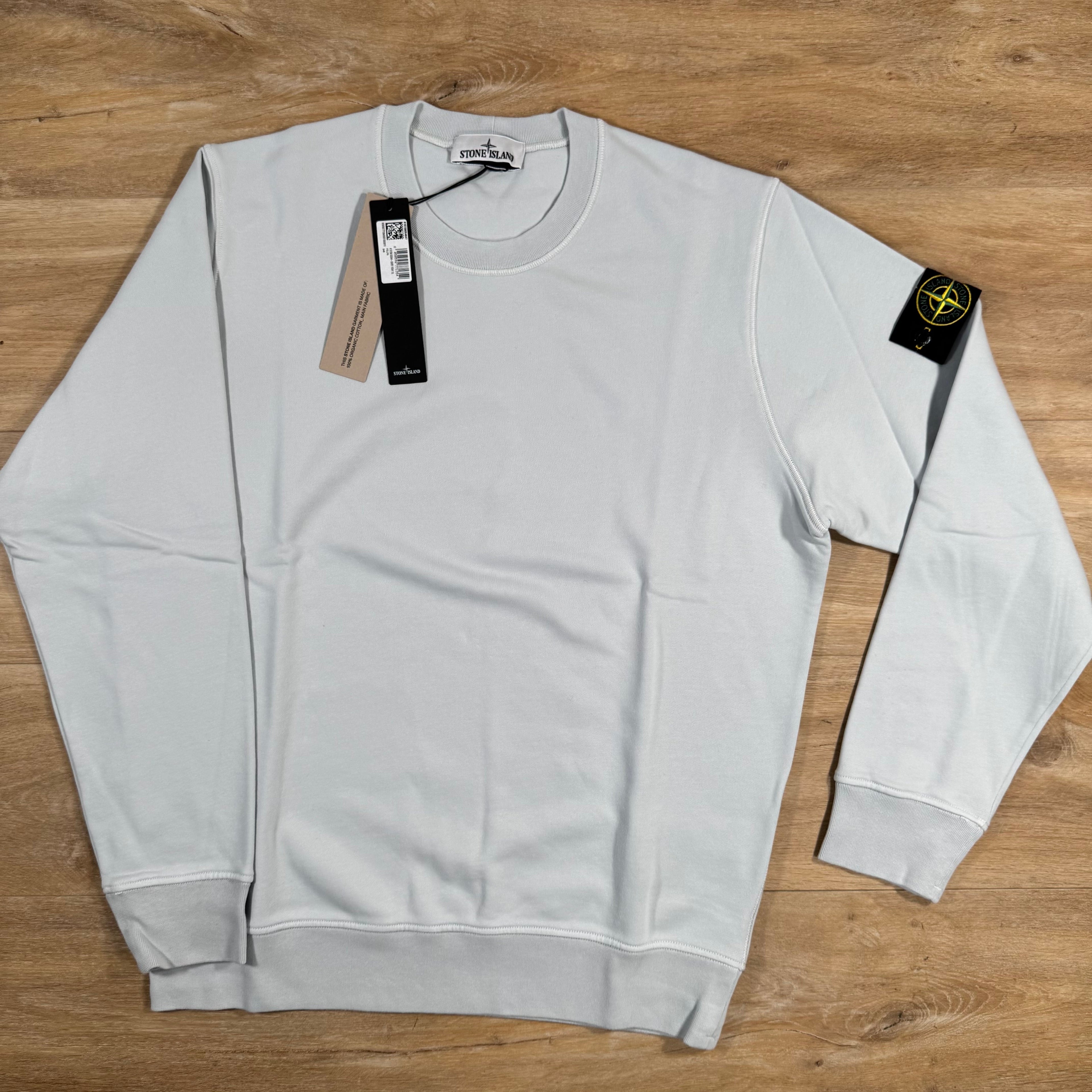 Stone Island Organic Cotton Fleece Sweatshirt in Sky Blue -Usfansport