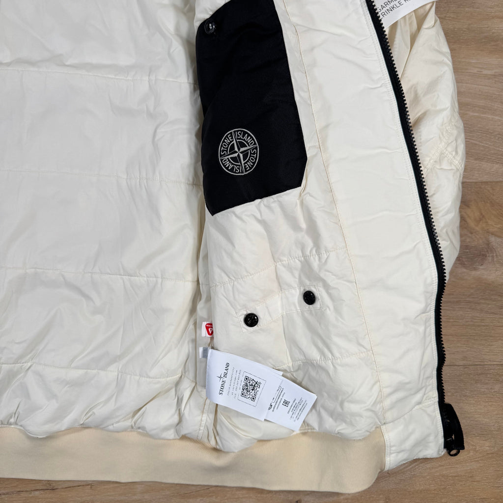 Stone Island Crinkle Reps NY Padded Jacket in Ivory -Usfansport