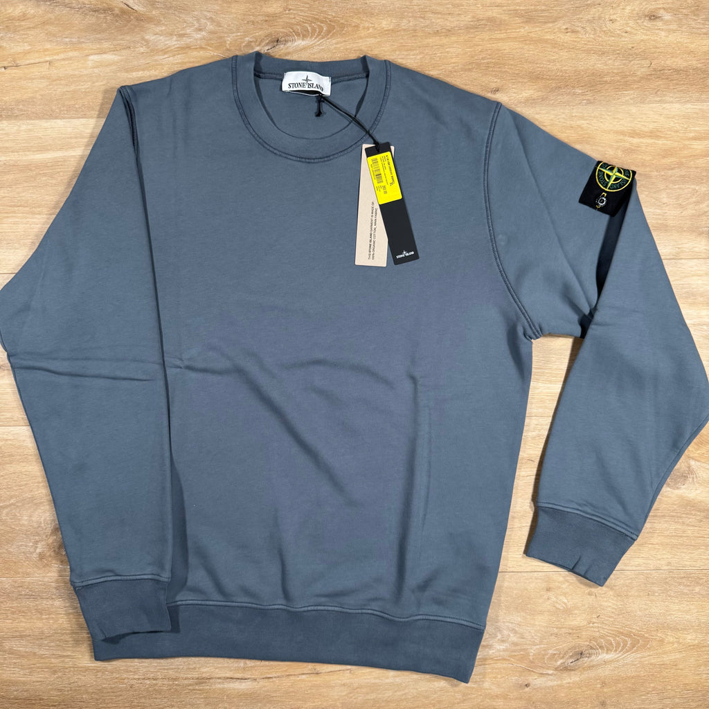 Stone Island Organic Cotton Fleece Sweatshirt in Avio Blue -Usfansport