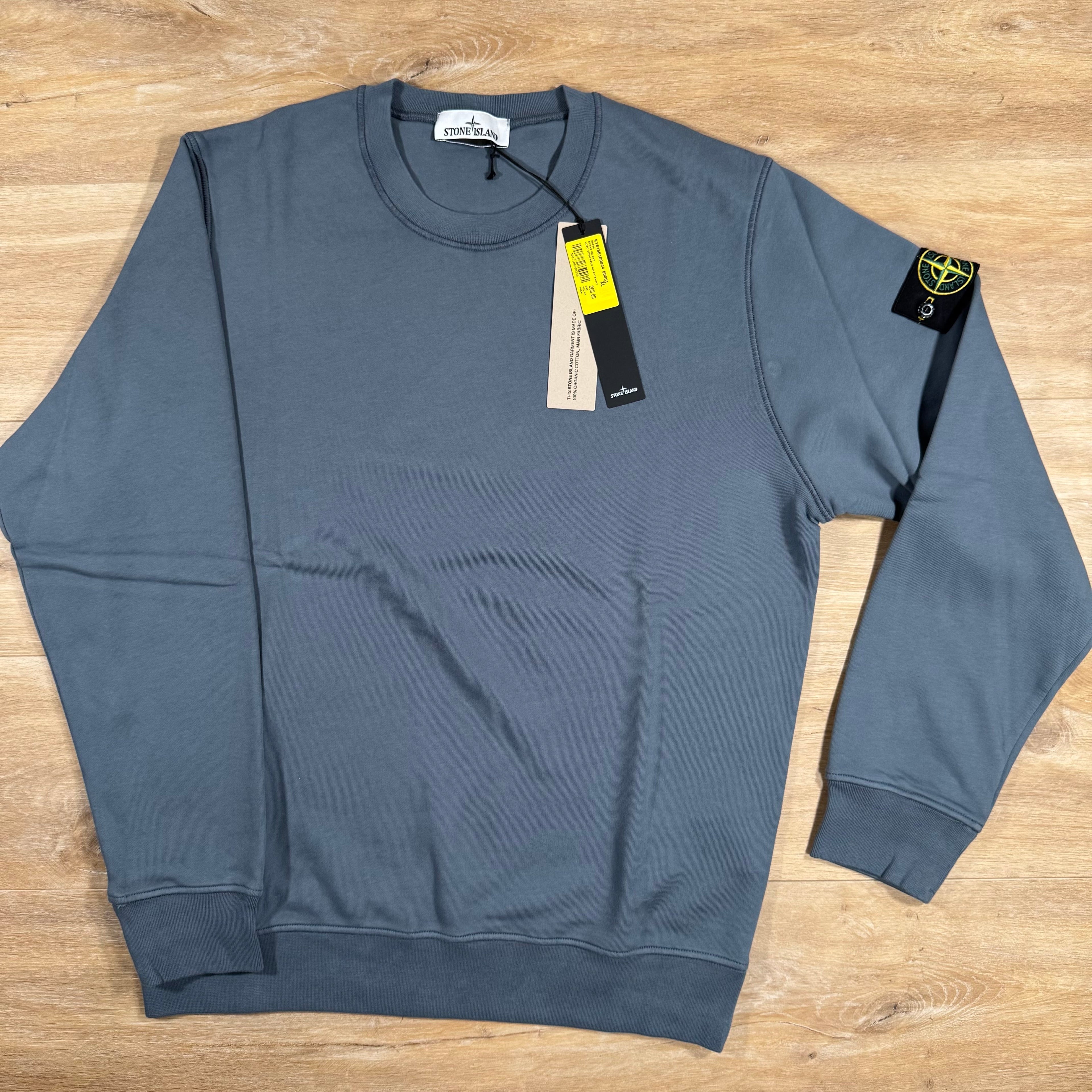 Stone Island Organic Cotton Fleece Sweatshirt in Avio Blue -Usfansport