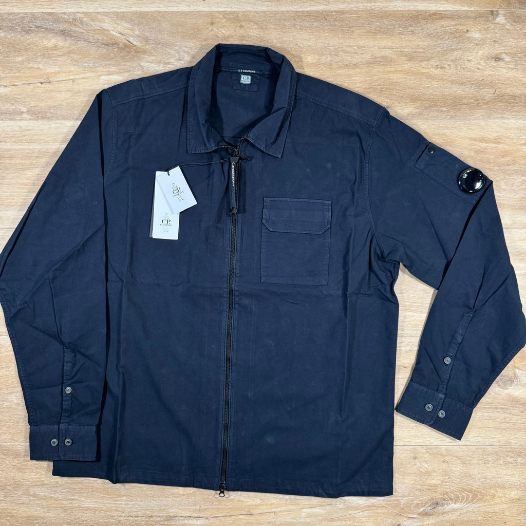 CP Company Organic Gabardine Lens Overshirt in Navy -Usfansport