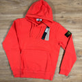 Stone Island Organic Cotton Fleece Pullover Hoodie in Papaya -Usfansport