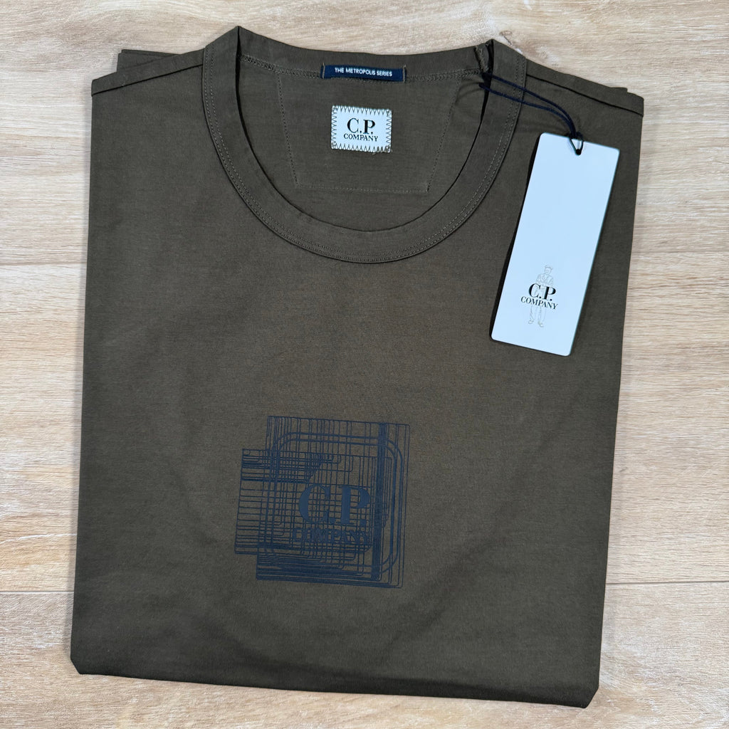 CP Company Metropolis Series Blurred Logo T-Shirt in Ivy Green -Usfansport