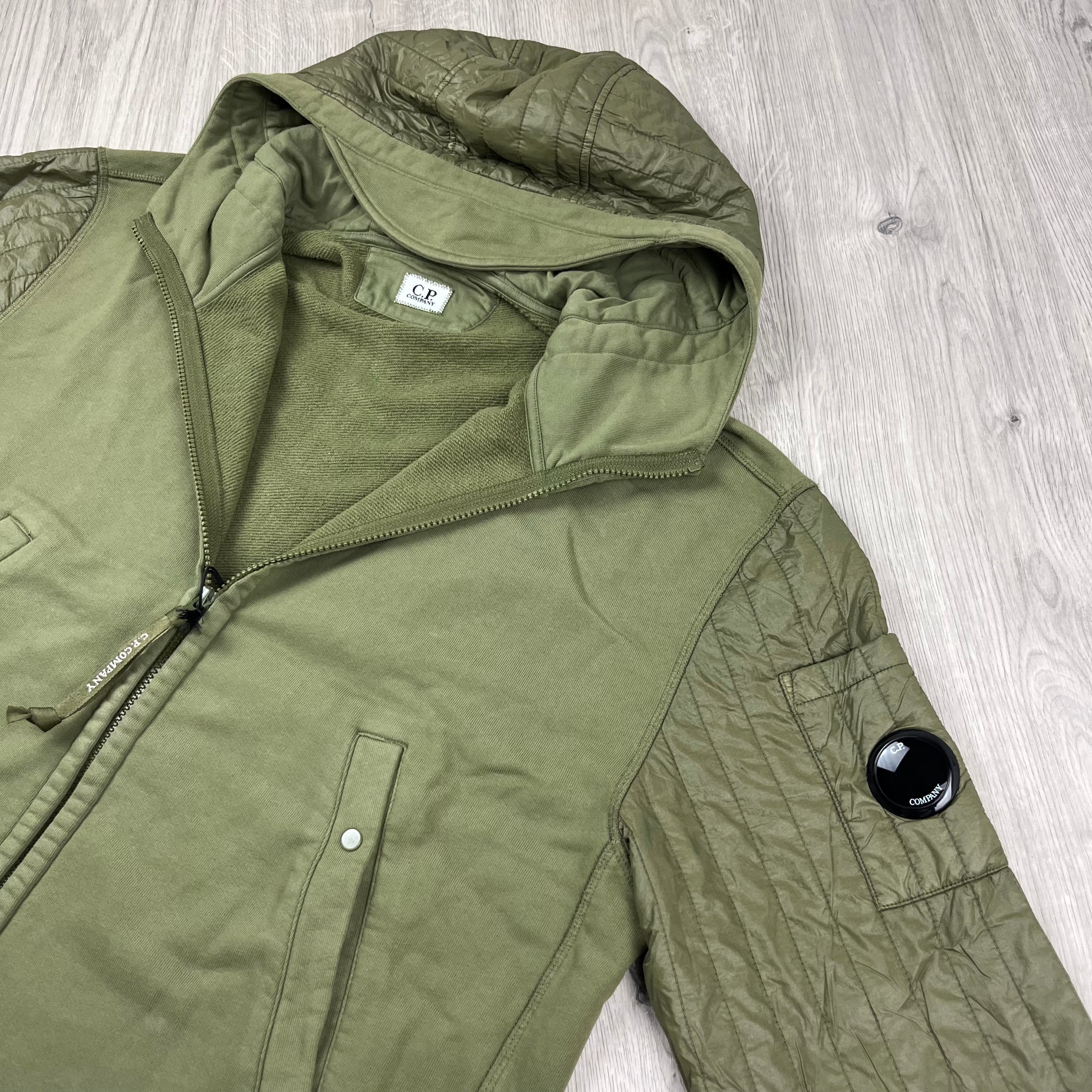 CP Company Raised Fleece Zip Hoodie - Capers -Usfansport