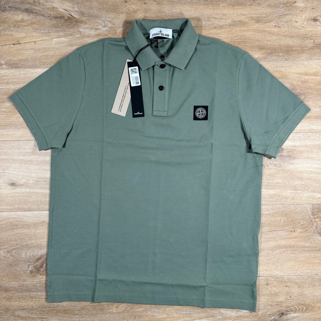 Stone Island Organic Cotton Pique Polo Shirt in Sage Green -Usfansport