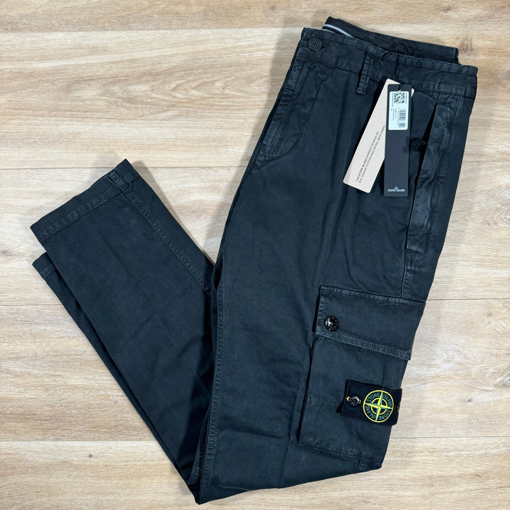 Stone Island Brushed Old Effect Cargo Trousers in Black -Usfansport