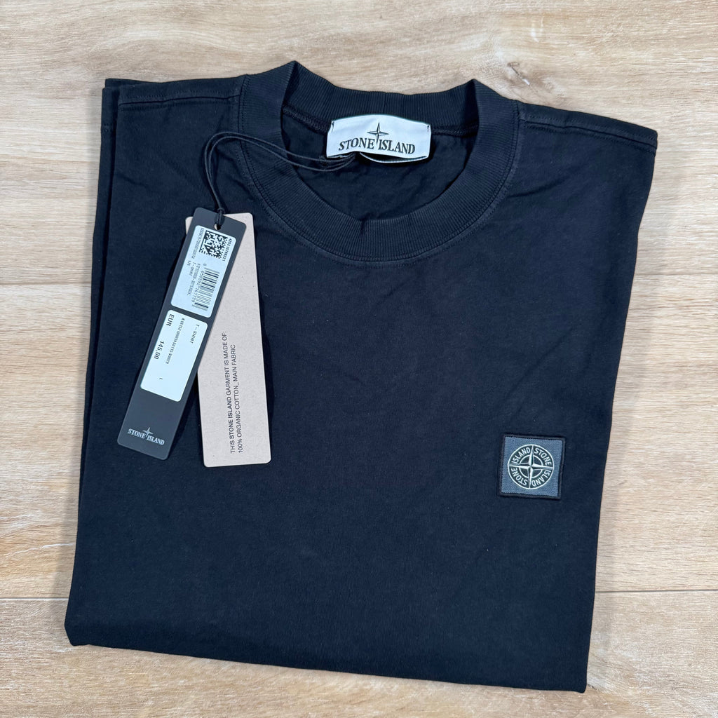 Stone Island Combed Organic Cotton Patch Logo T-Shirt in Black -Usfansport