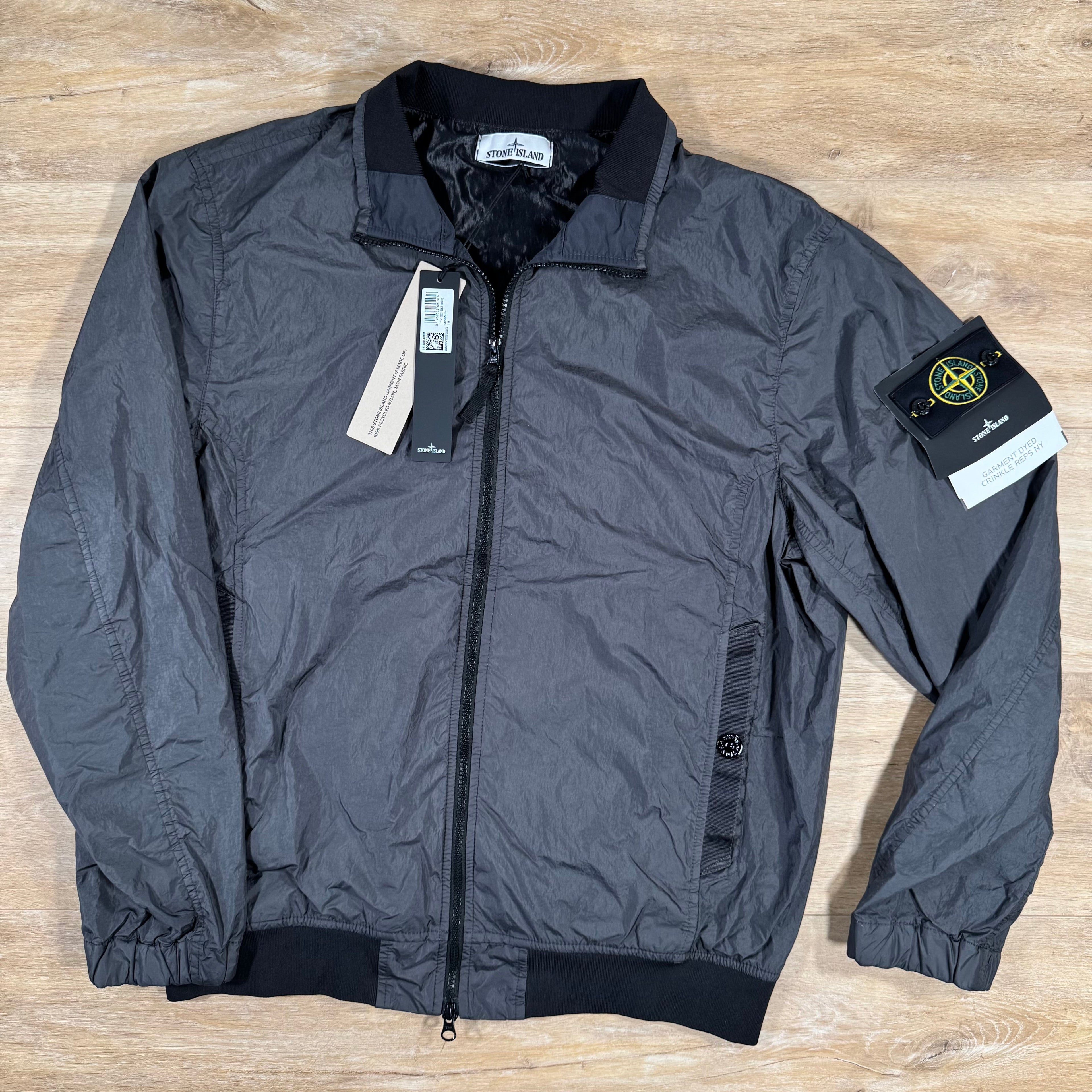 Stone Island Crinkle Reps R-NY Bomber Jacket in Charcoal Grey -Usfansport