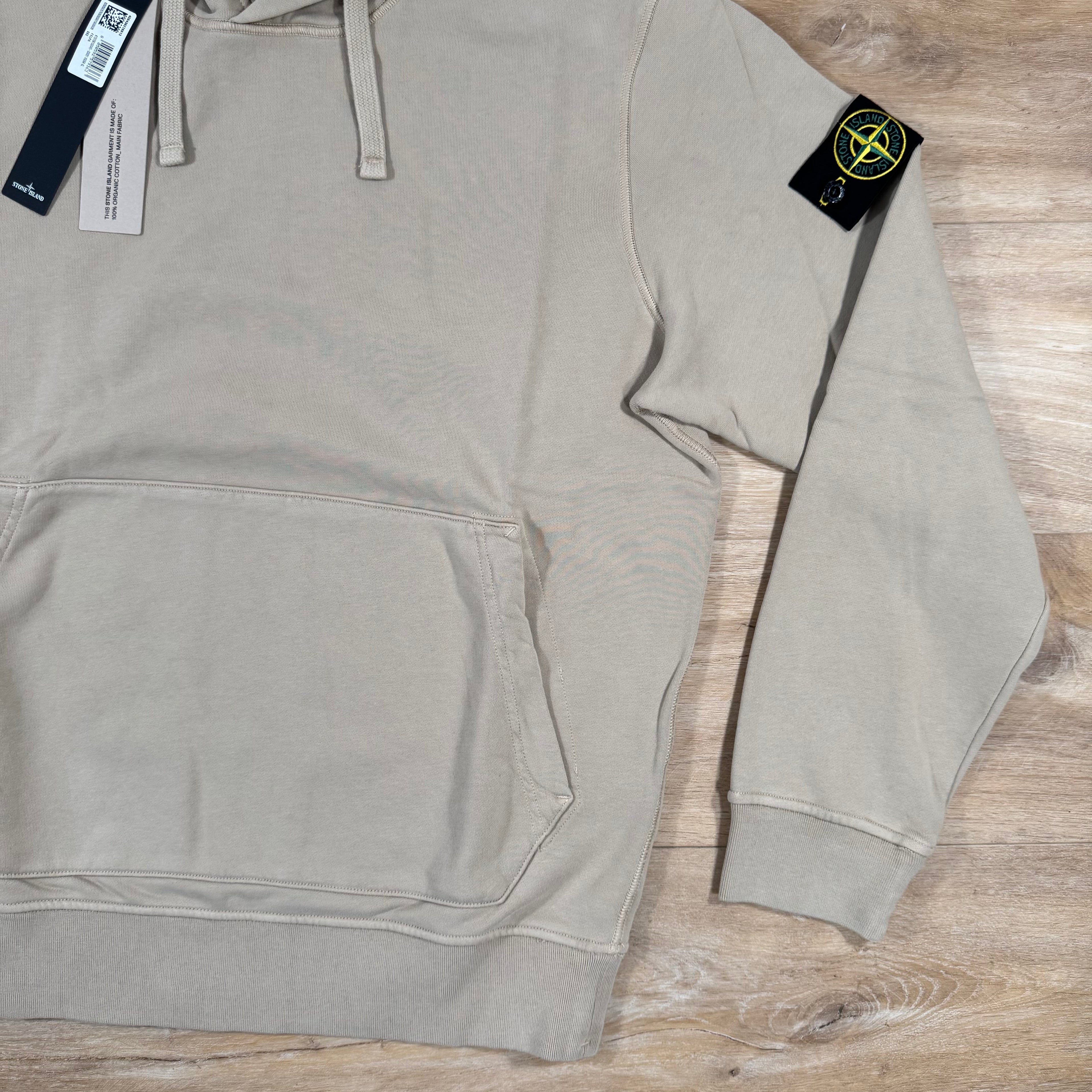 Stone Island Organic Cotton Fleece Pullover Hoodie in Desert -Usfansport