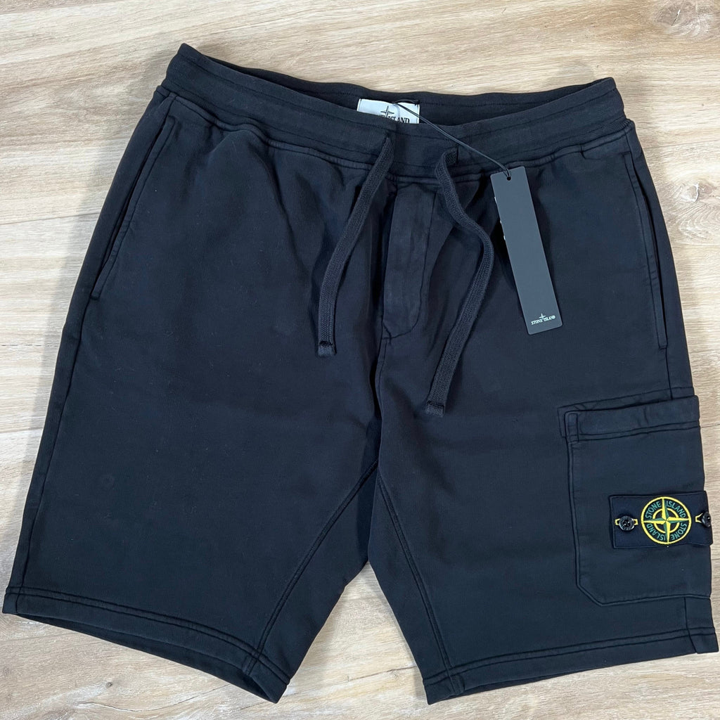 Stone Island Organic Cotton Fleece Shorts in Black -Usfansport