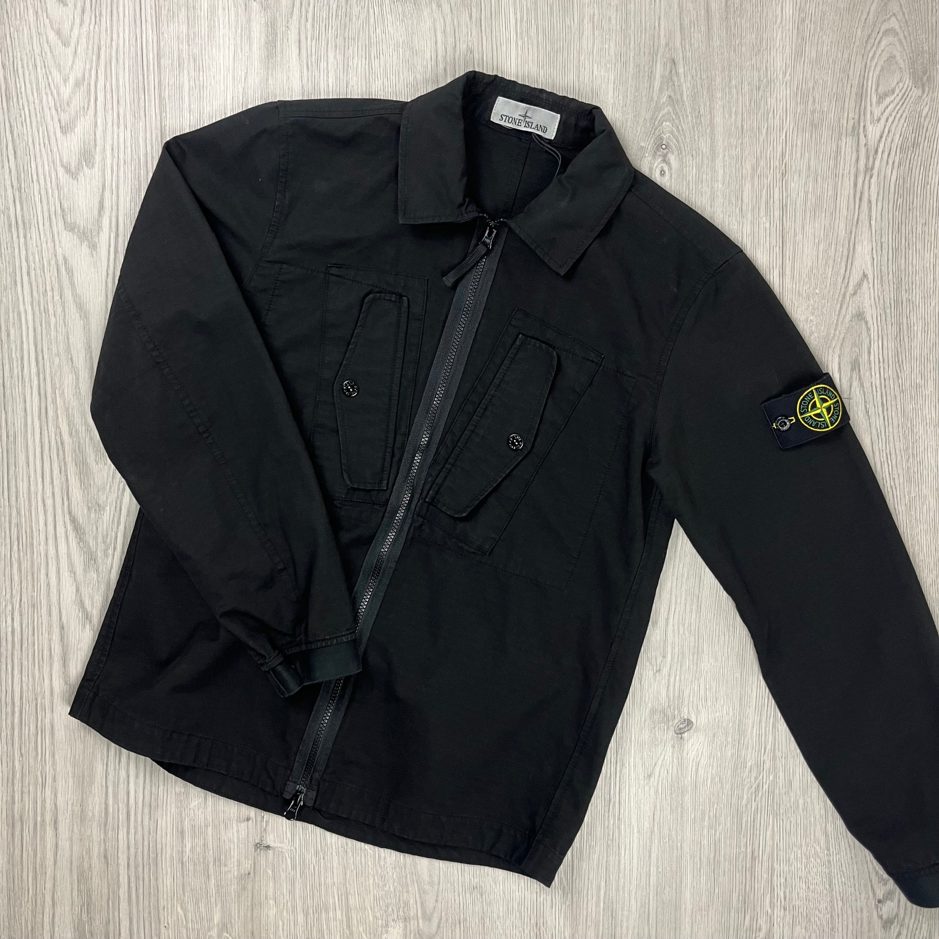 Stone Island Zip Overshirt - Black -Usfansport