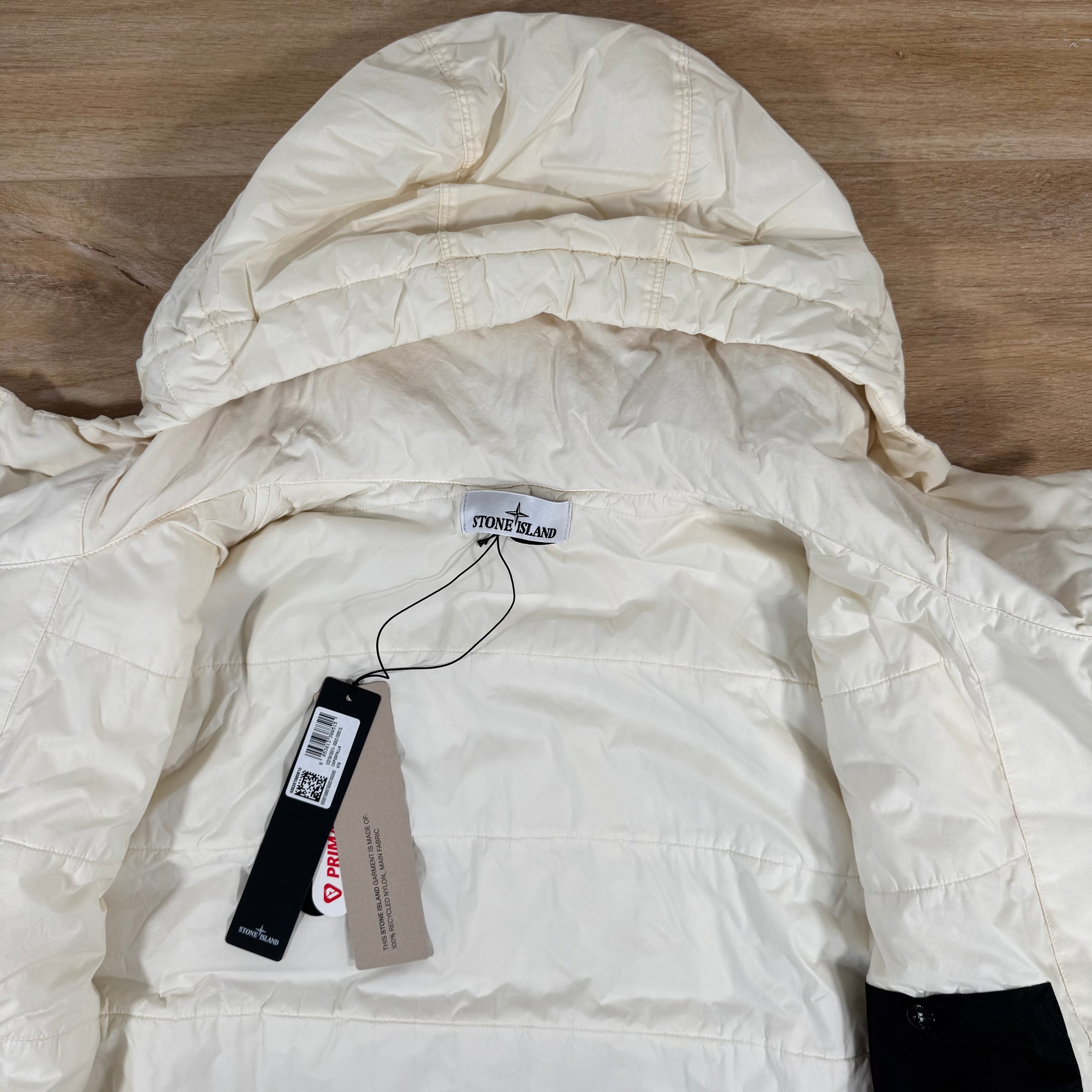 Stone Island Crinkle Reps NY Padded Jacket in Ivory -Usfansport