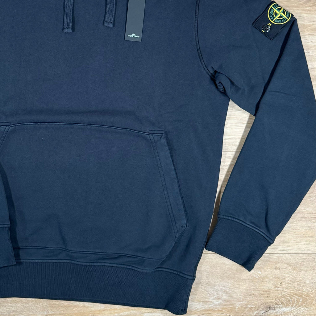 Stone Island Organic Cotton Fleece Pullover Hoodie in Navy -Usfansport