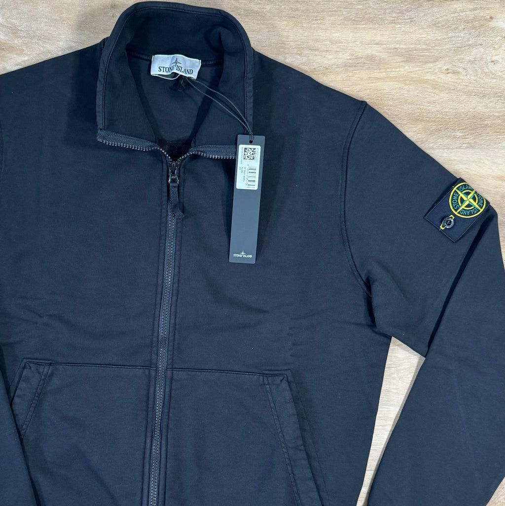 Stone Island Organic Cotton Full-Zip Sweatshirt in Black -Usfansport
