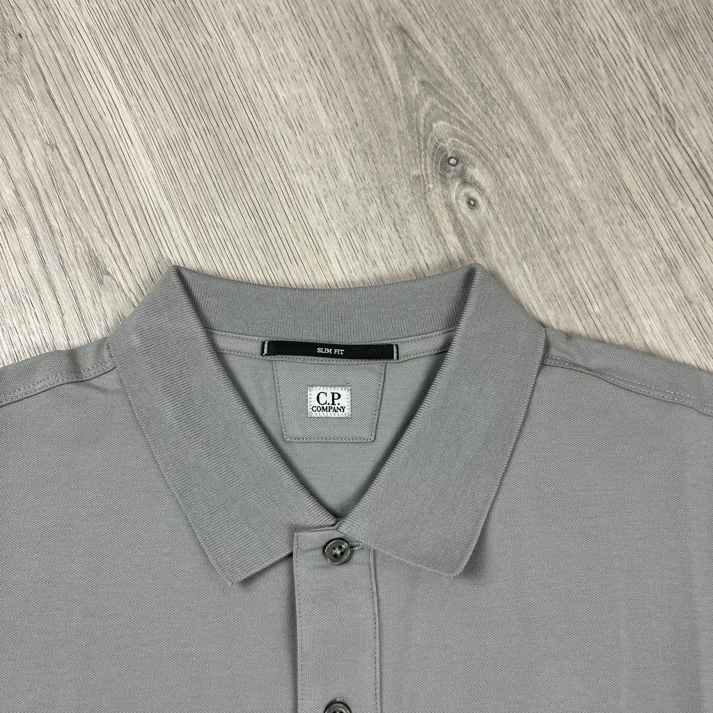 CP Company Piquet Polo Shirt - Drizzle -Usfansport