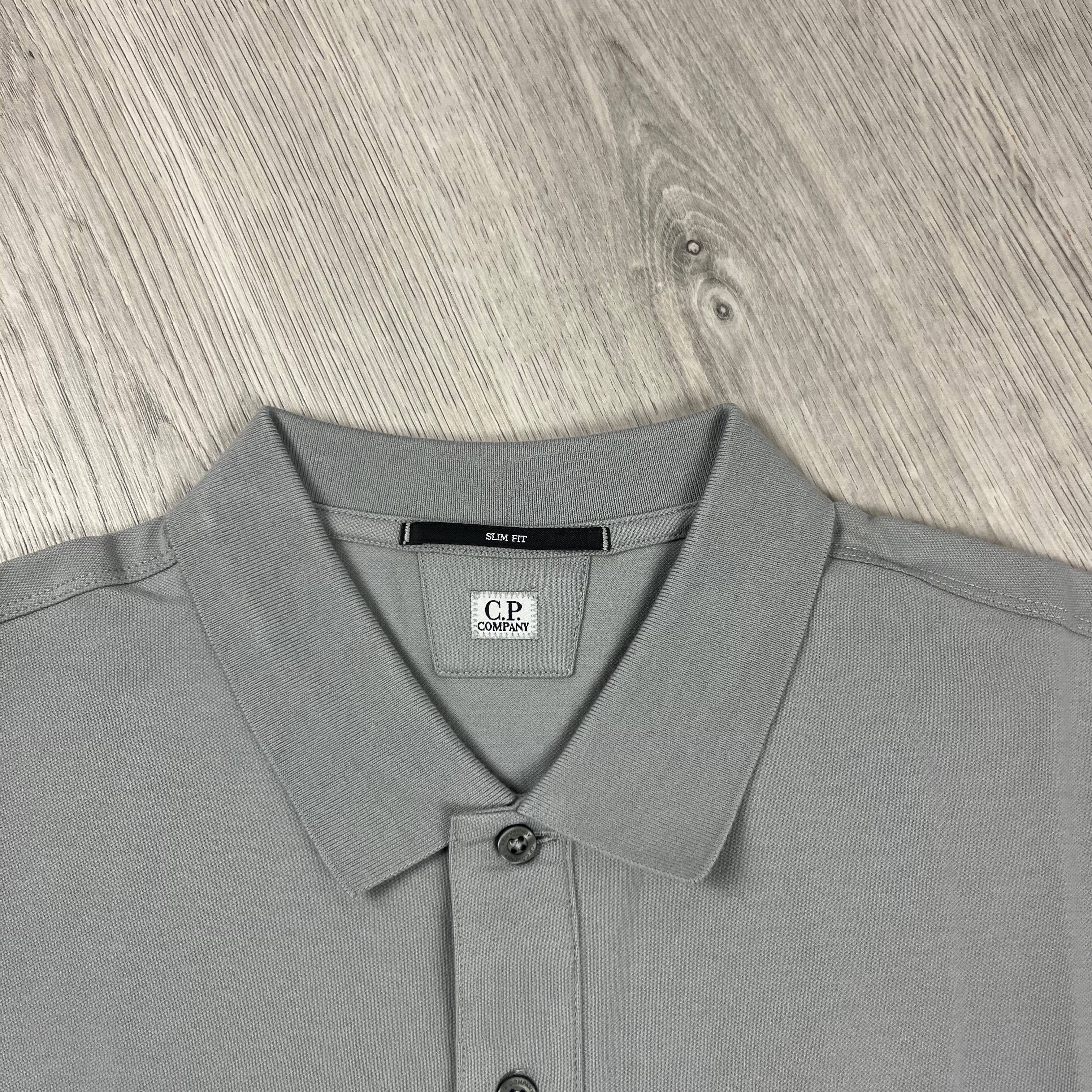CP Company Piquet Polo Shirt - Drizzle -Usfansport