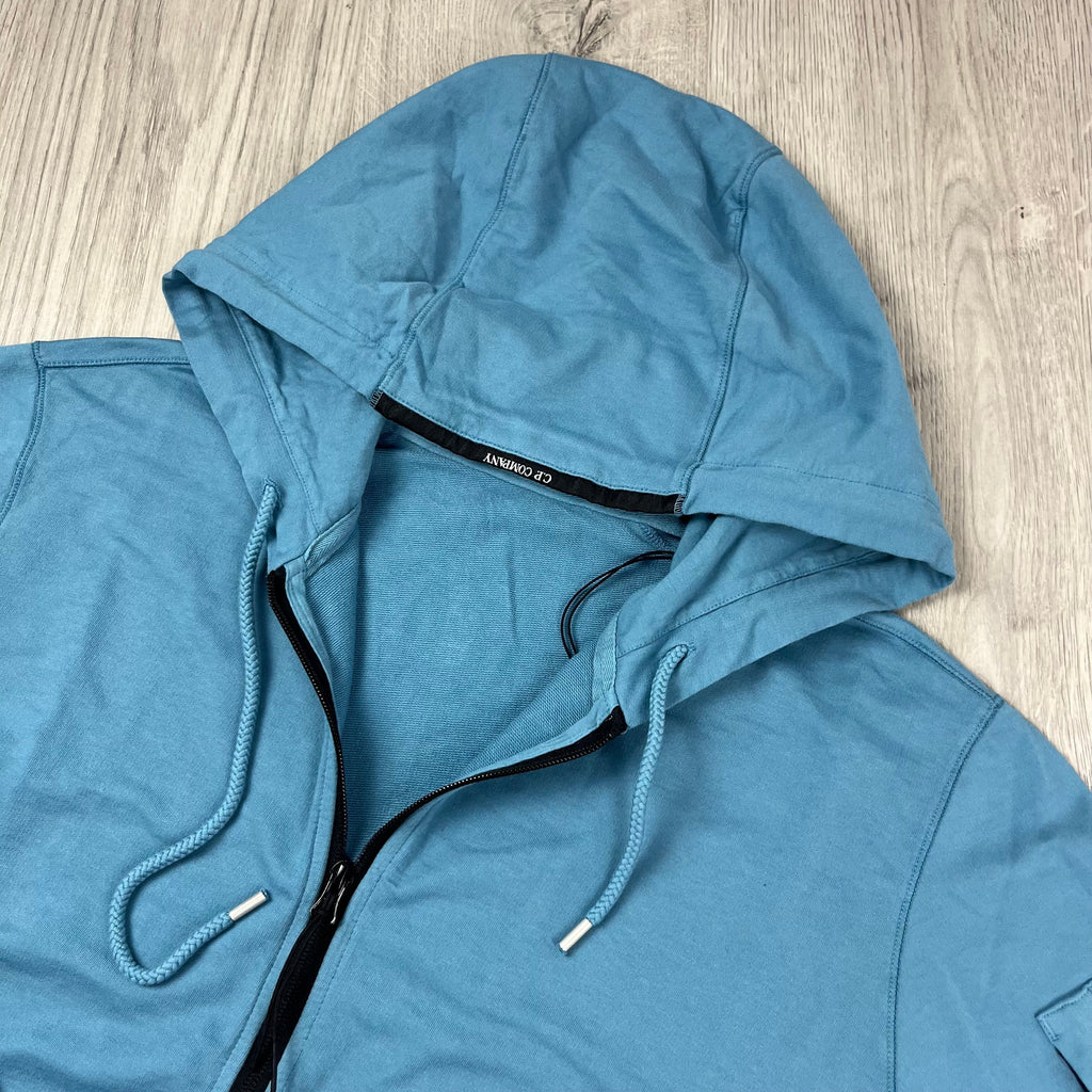 CP Company Light Fleece Zip Hoodie - Aegean Blue -Usfansport