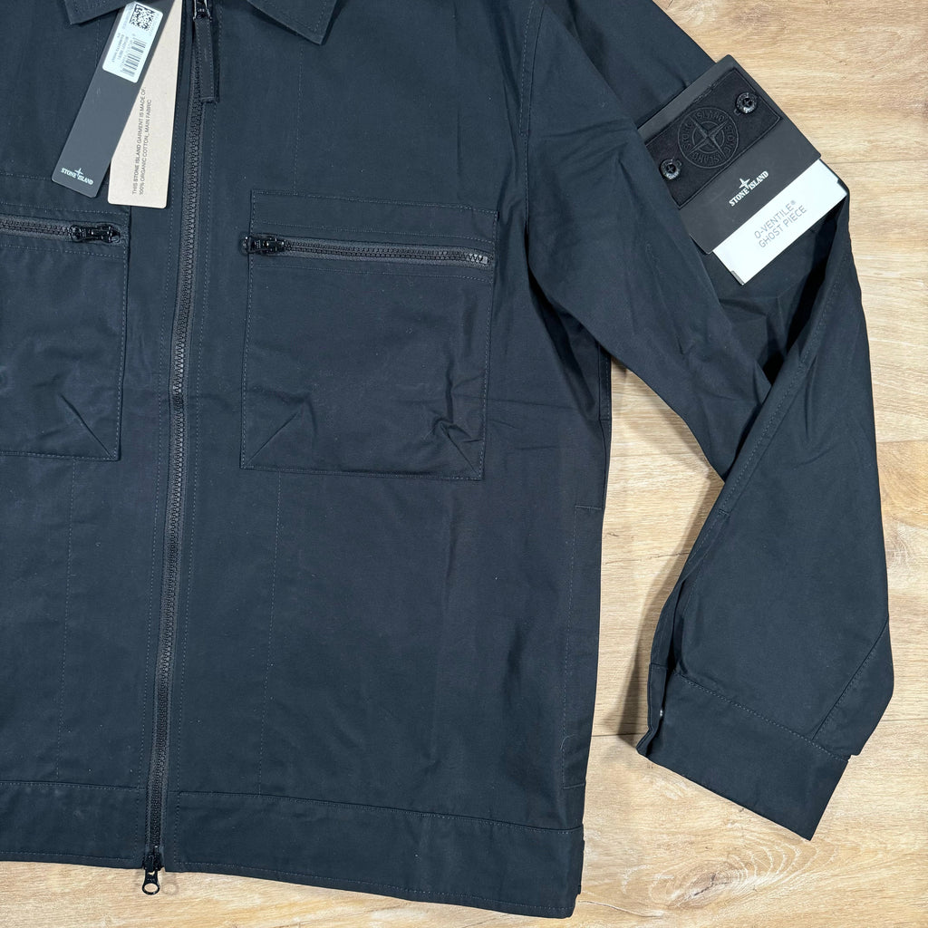 Stone Island Weatherproof Canvas Ghost Overshirt in Black -Usfansport