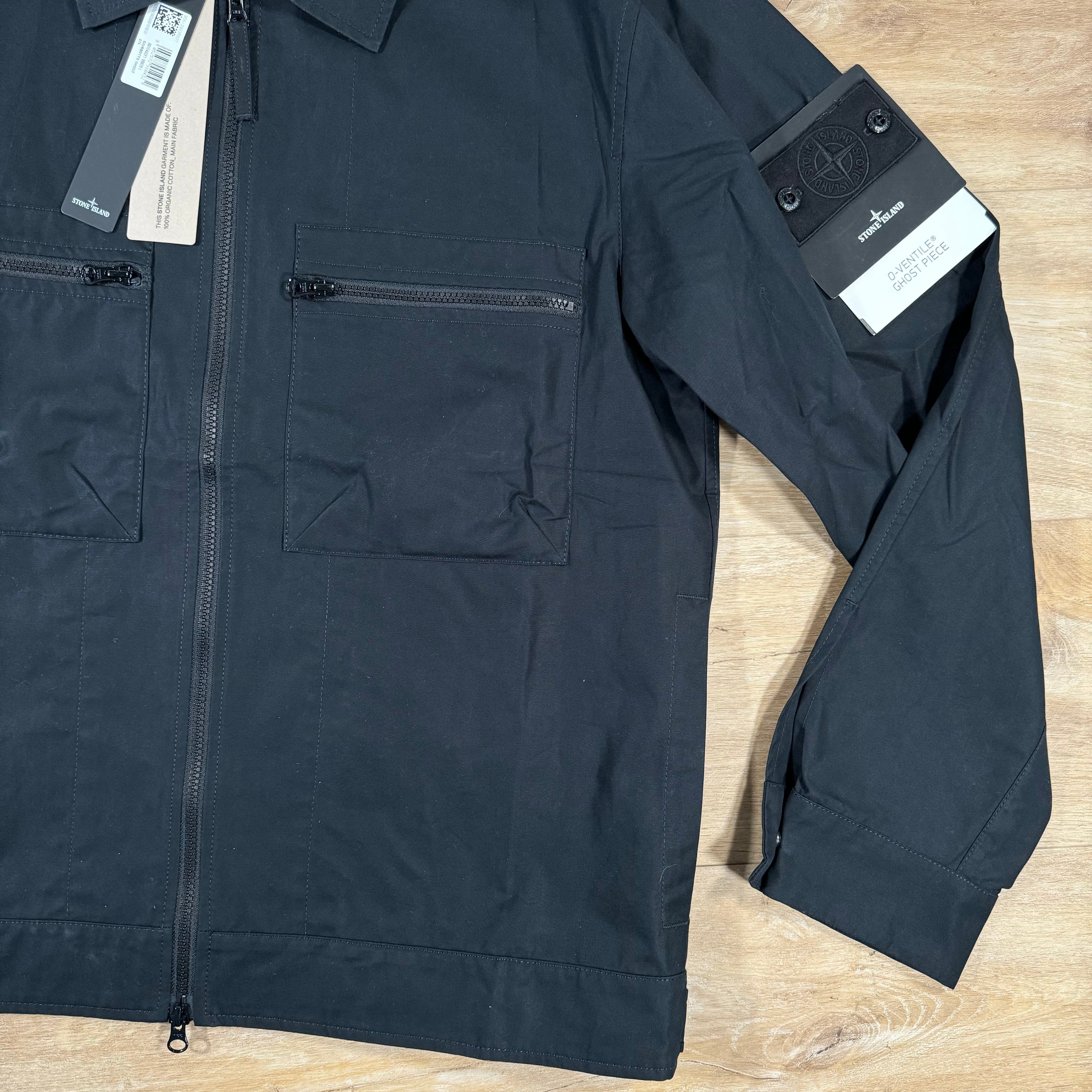 Stone Island Weatherproof Canvas Ghost Overshirt in Black -Usfansport