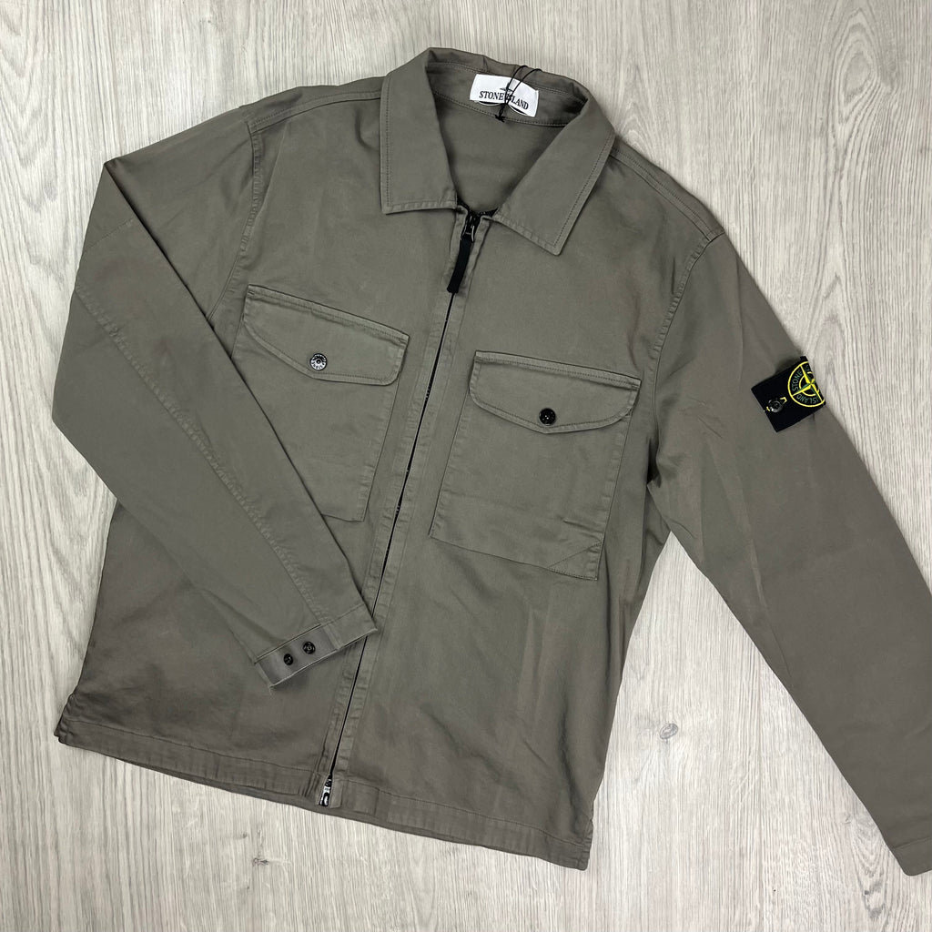 Stone Island Zip Overshirt - Walnut -Usfansport
