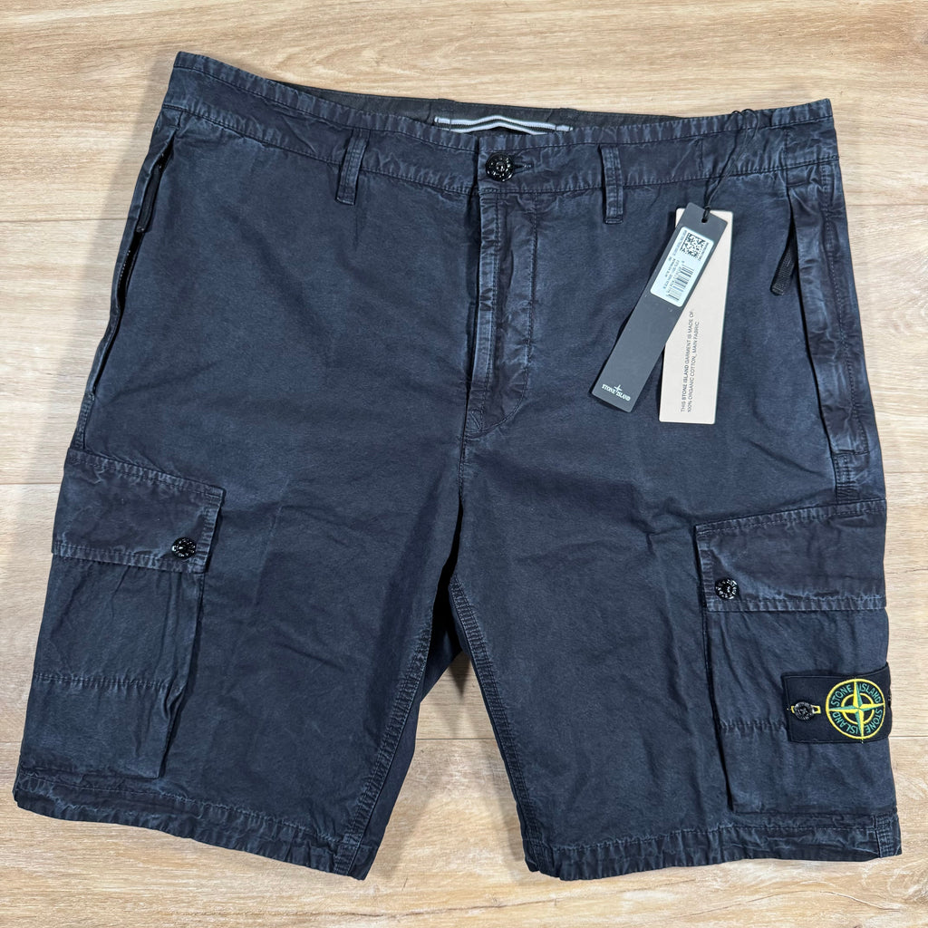 Stone Island Brushed Cotton Cargo Bermuda Shorts in Navy -Usfansport