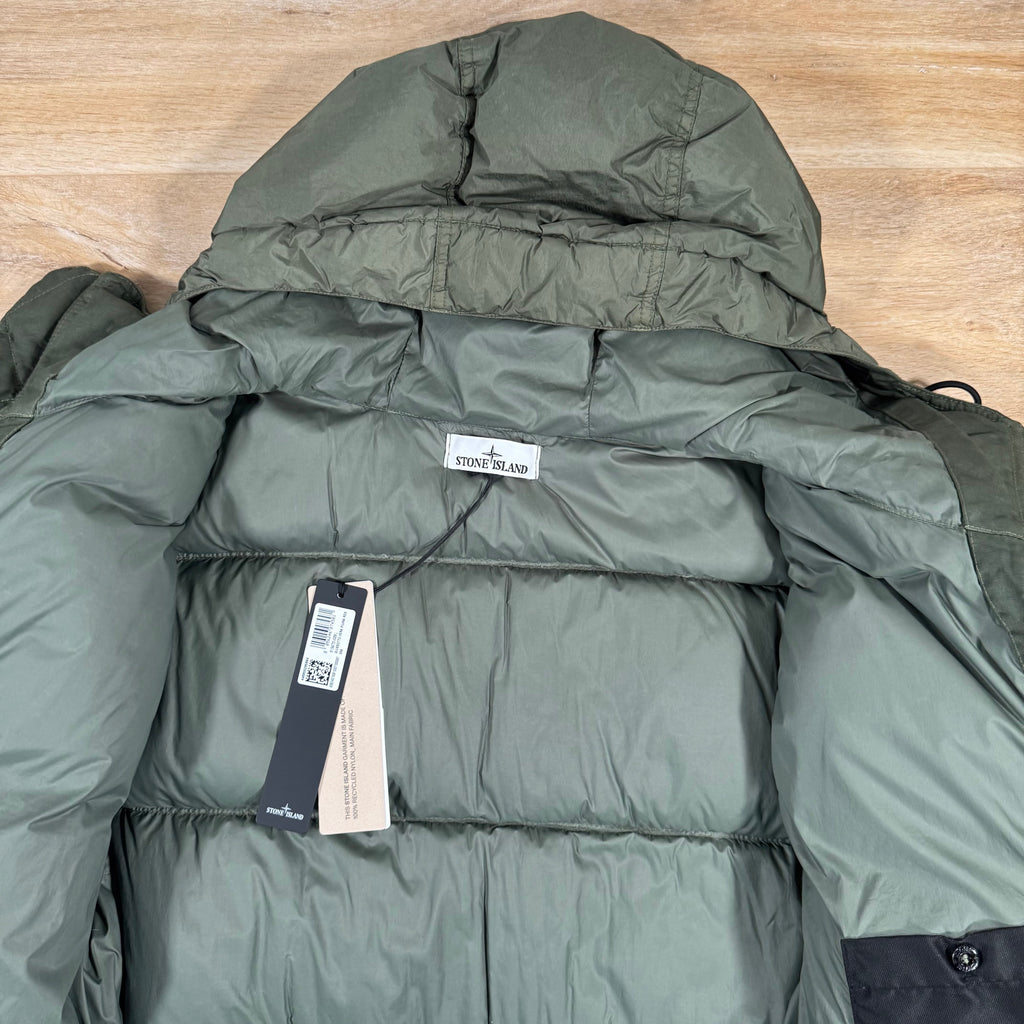 Stone Island Crinkle Reps R-NY Down Parka in Musk Green -Usfansport