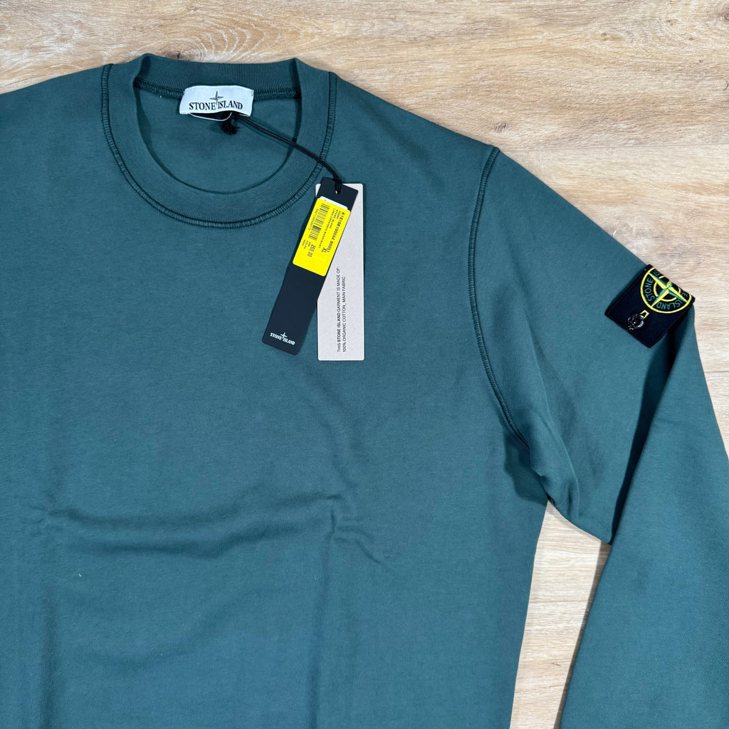 Stone Island Organic Cotton Fleece Sweatshirt in Bottle Green -Usfansport
