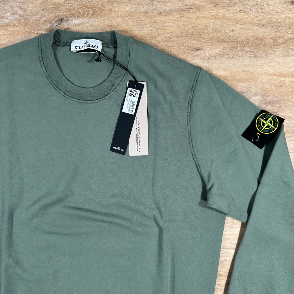 Stone Island Organic Cotton Fleece Sweatshirt in Musk Green -Usfansport