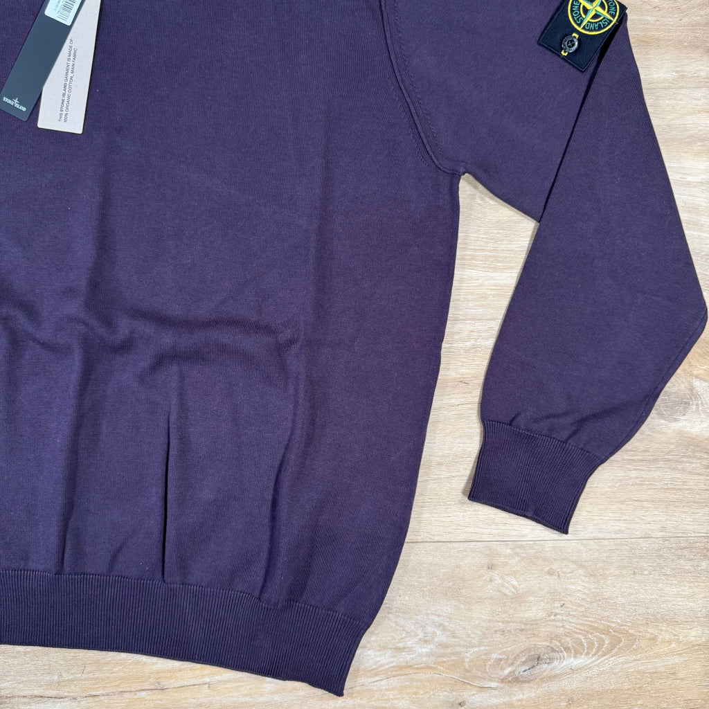 Stone Island Soft Organic Cotton Crewneck Jumper in Burgundy -Usfansport