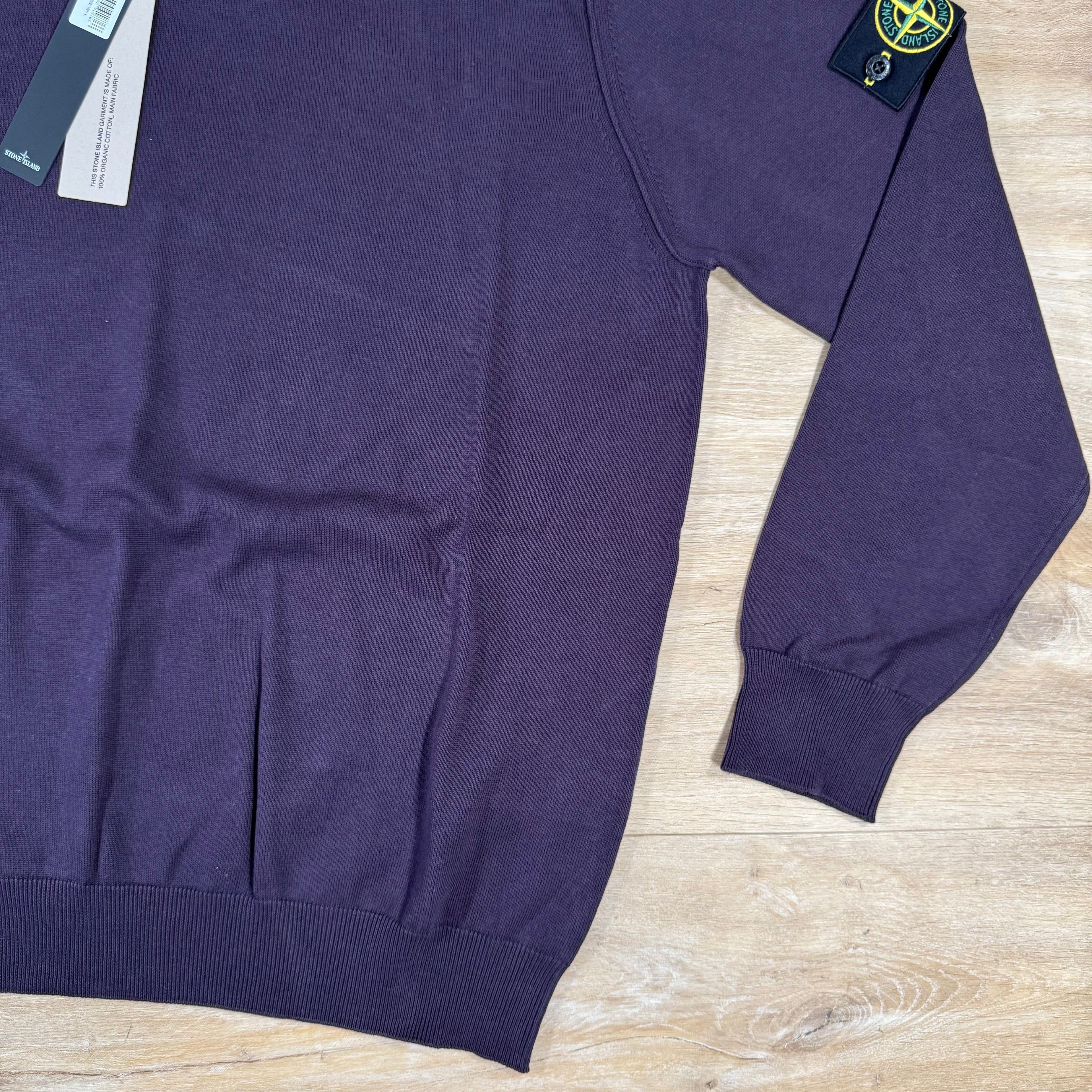 Stone Island Soft Organic Cotton Crewneck Jumper in Burgundy -Usfansport