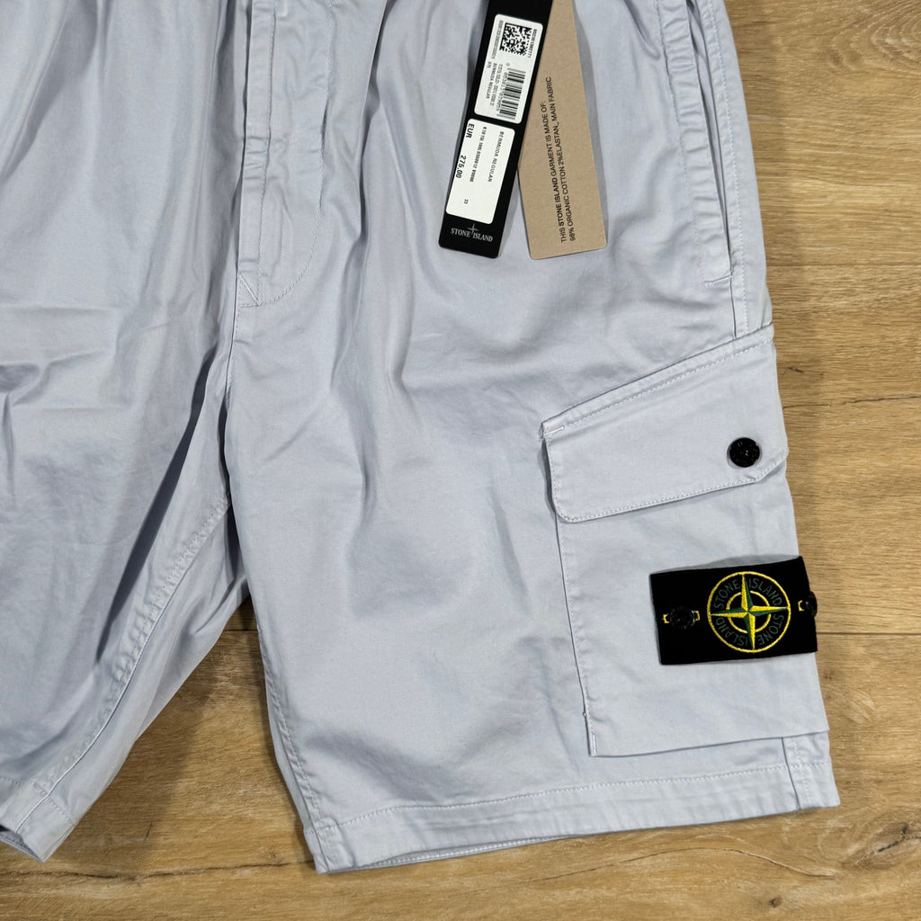 Stone Island Organic Stretch Cotton Cargo Bermuda Shorts in Lilac -Usfansport