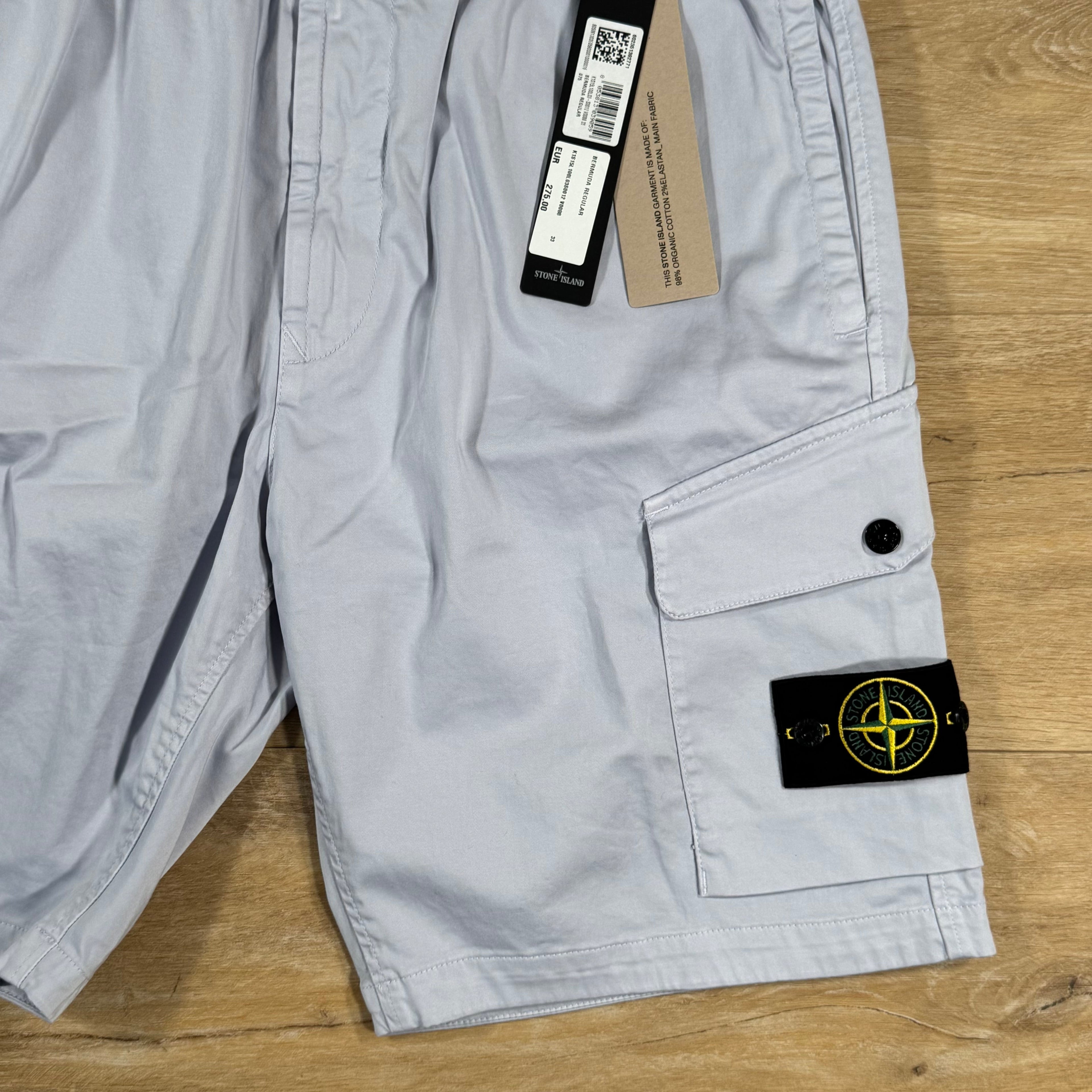 Stone Island Organic Stretch Cotton Cargo Bermuda Shorts in Lilac -Usfansport