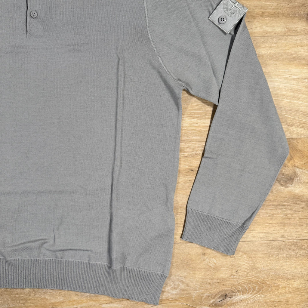 Stone Island Light Pure Wool Long-Sleeved Ghost Polo Shirt in Dust Grey -Usfansport