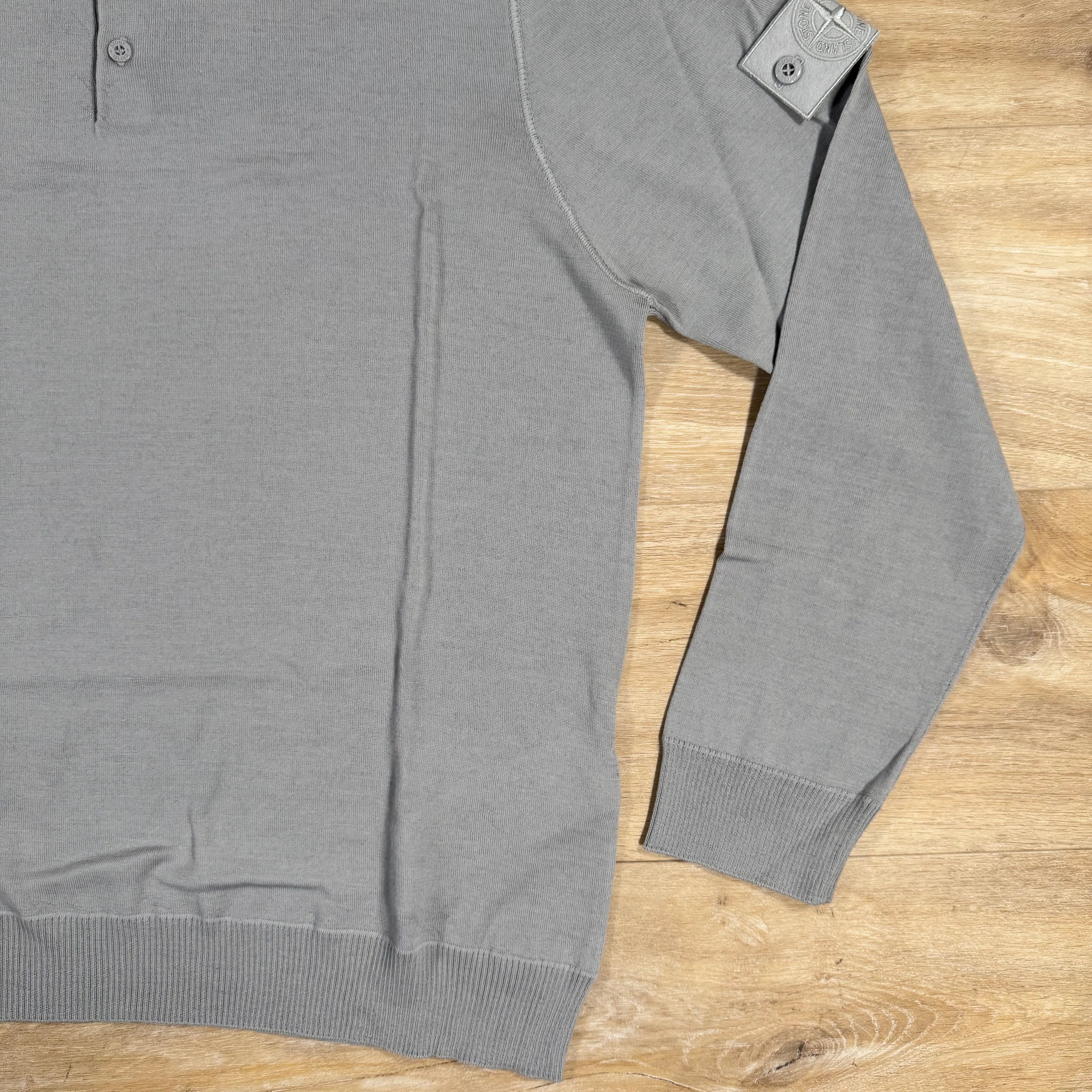 Stone Island Light Pure Wool Long-Sleeved Ghost Polo Shirt in Dust Grey -Usfansport