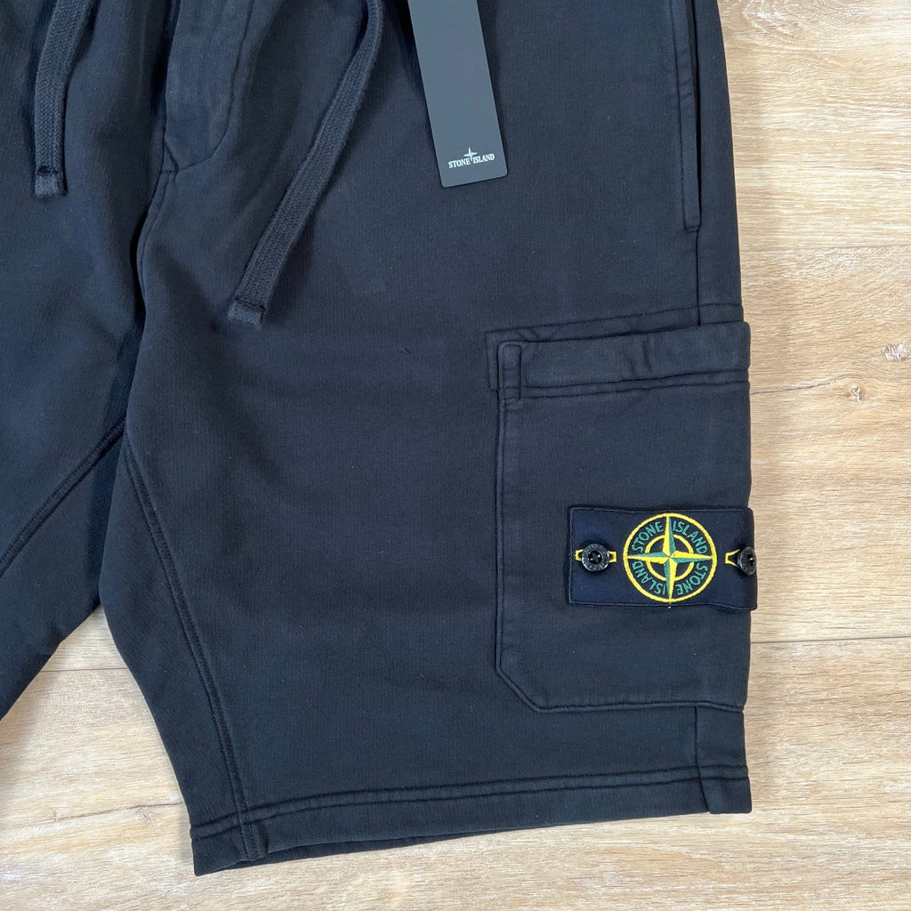 Stone Island Organic Cotton Fleece Shorts in Black -Usfansport