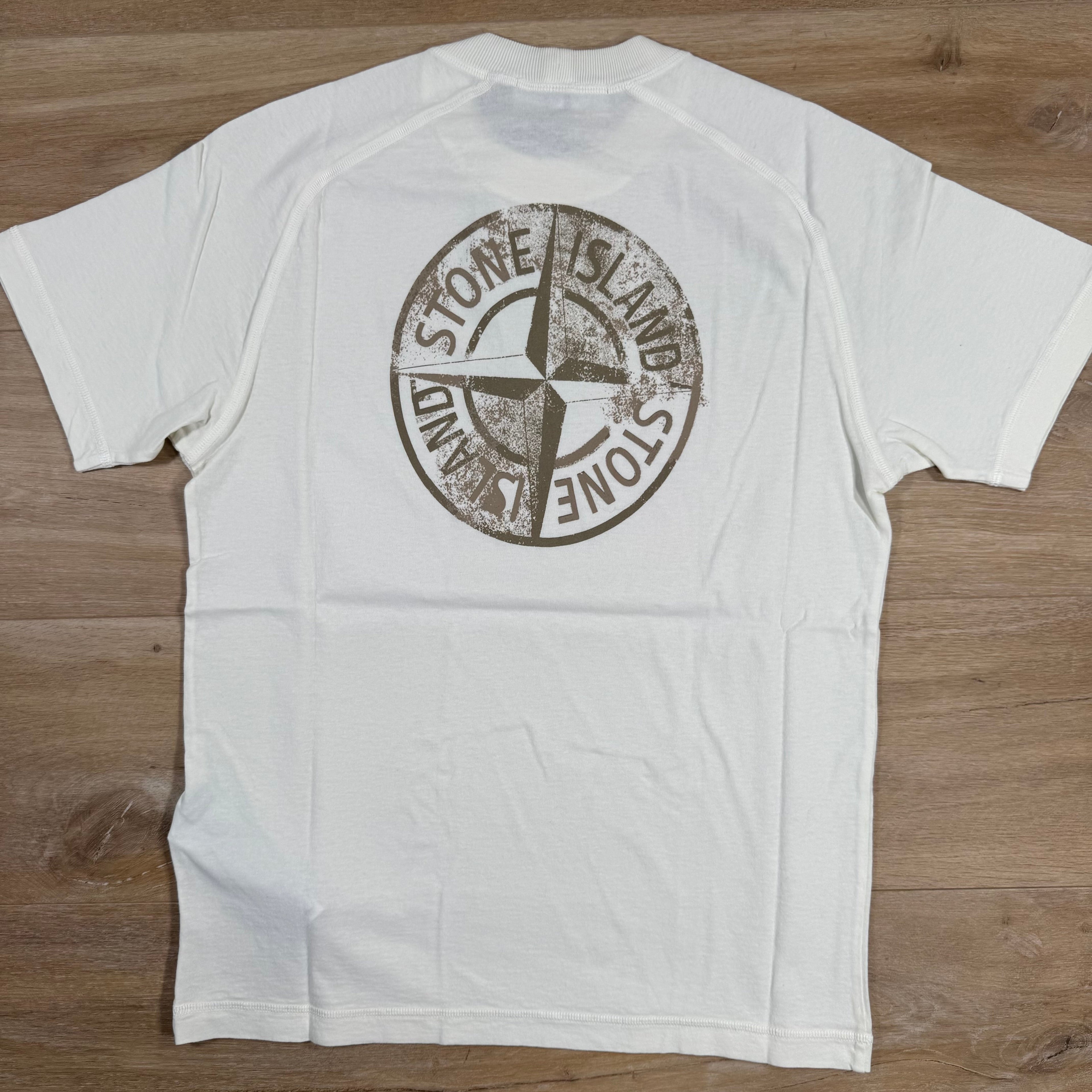 Stone Island Institutional One Print T-Shirt in Ivory -Usfansport
