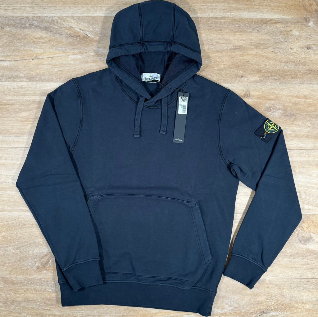 Stone Island Organic Cotton Fleece Pullover Hoodie in Navy -Usfansport