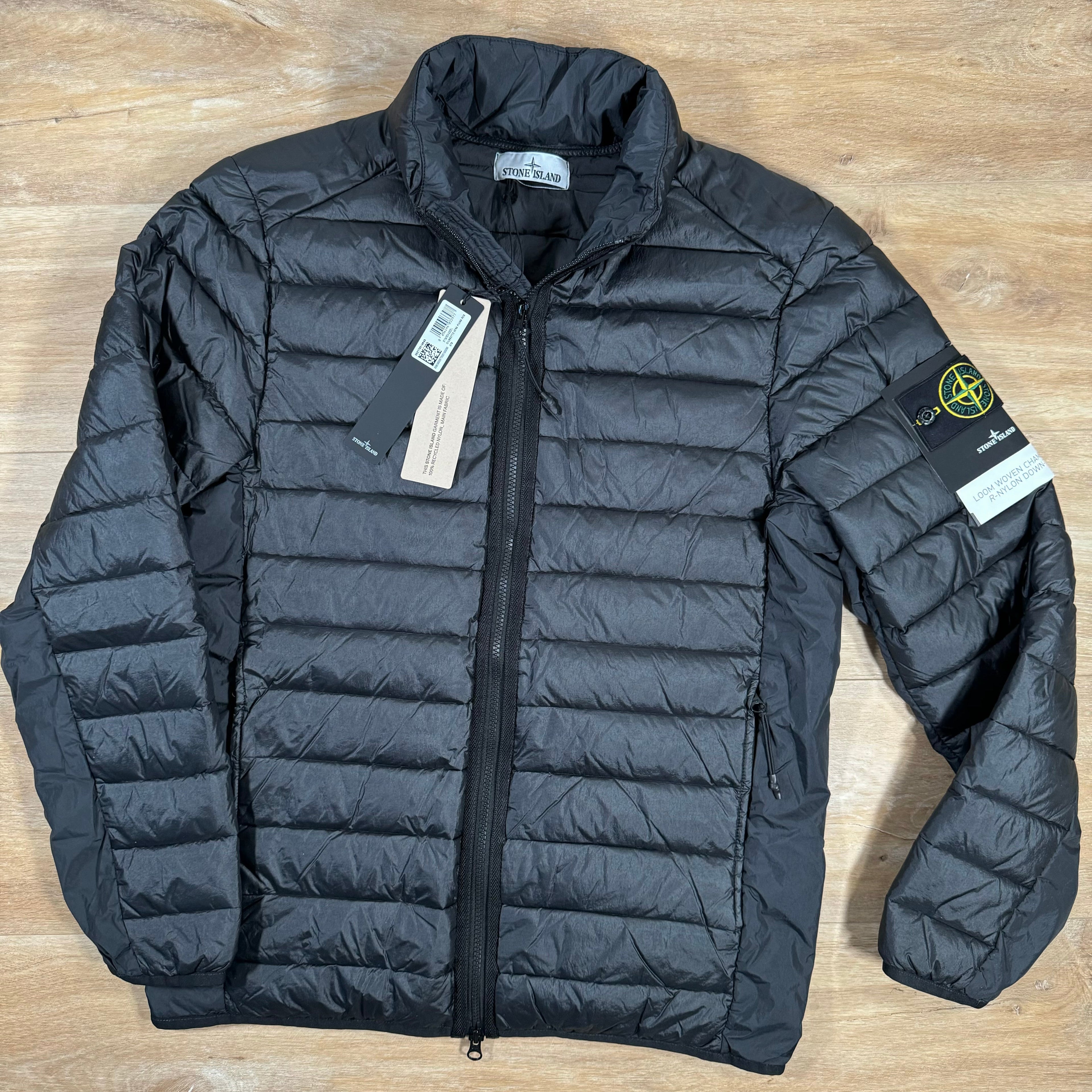 Stone Island Loom Woven Chambers Nylon Down-TC Jacket in Black -Usfansport