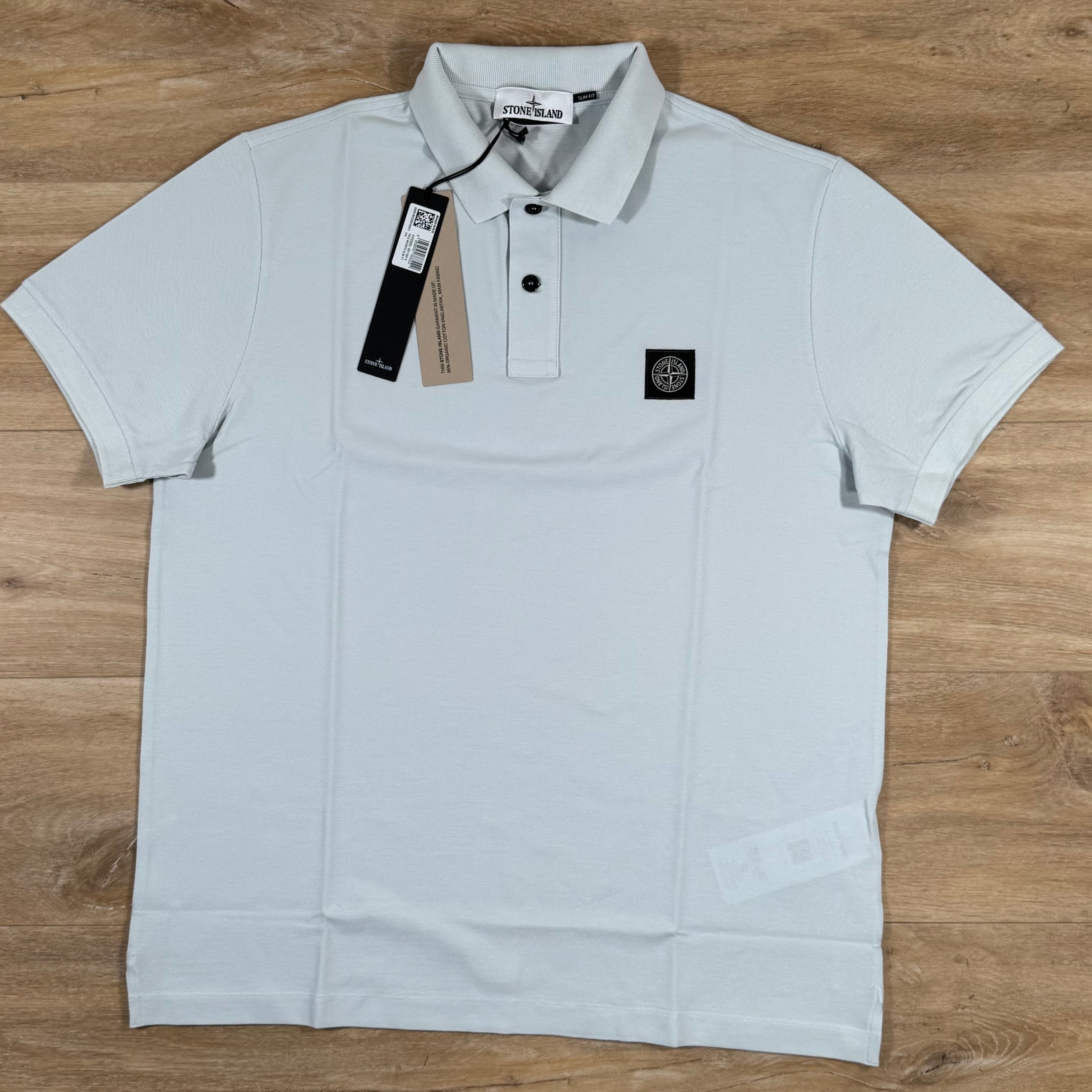 Stone Island Organic Cotton Pique Polo Shirt in Sky Blue -Usfansport