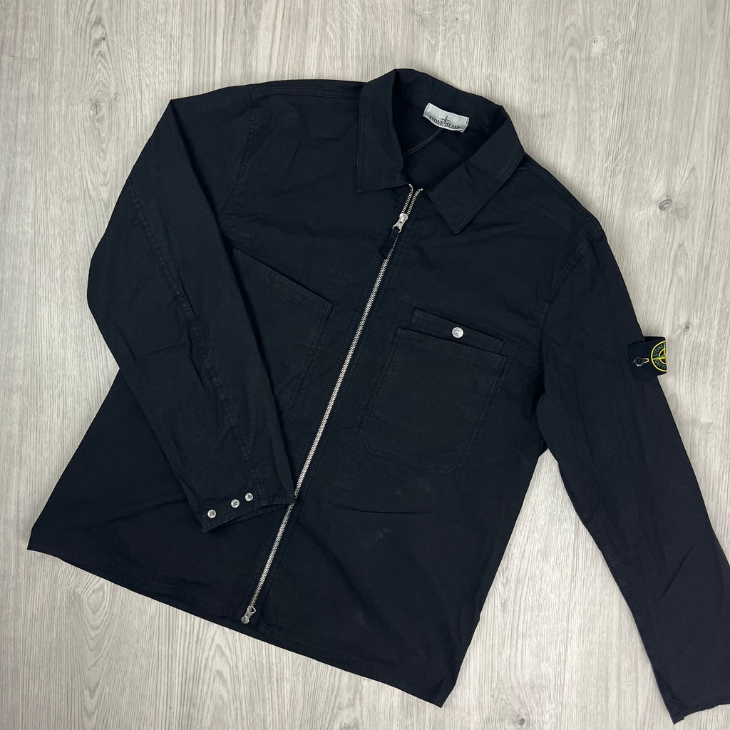Stone Island Zip Overshirt - Black -Usfansport