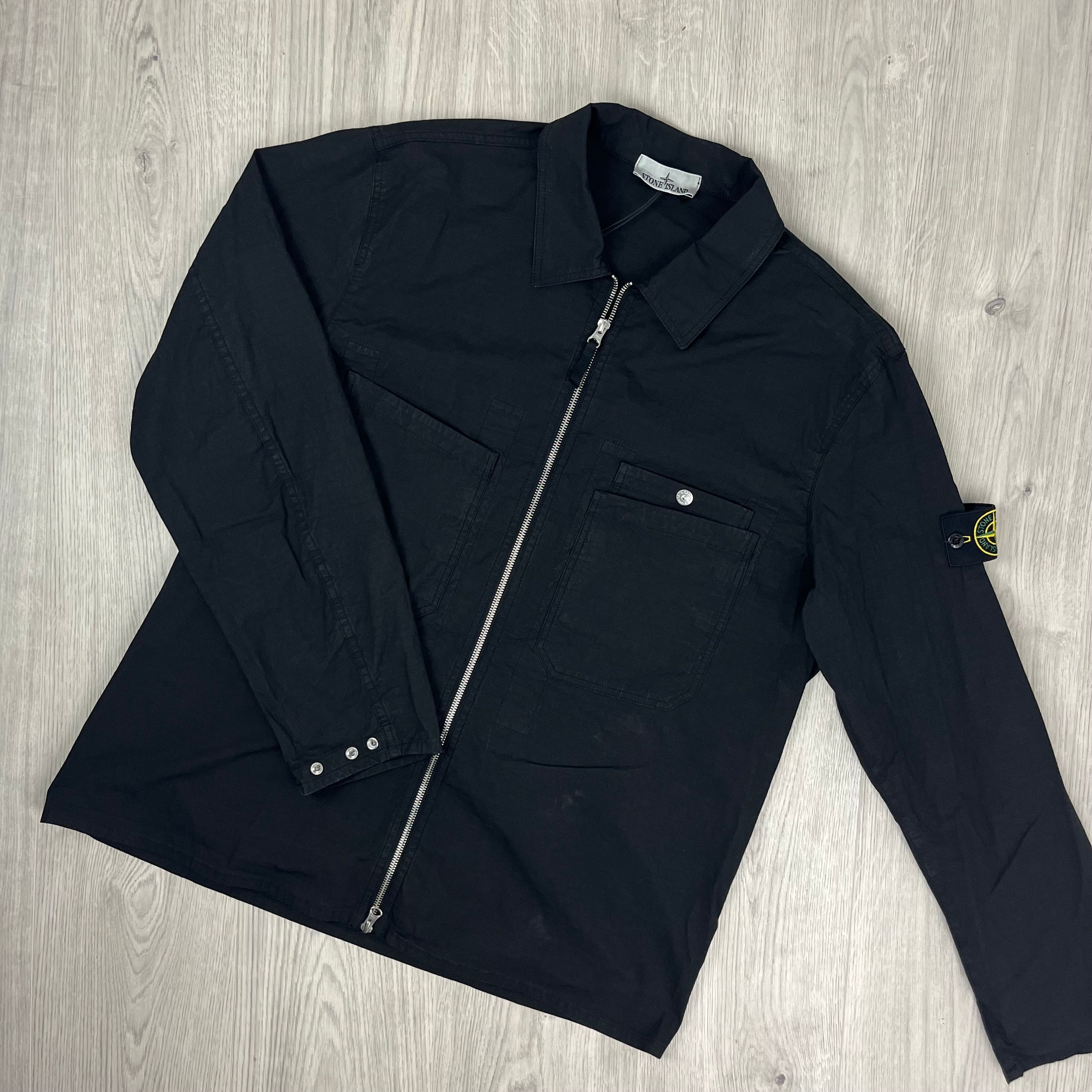 Stone Island Zip Overshirt - Black -Usfansport