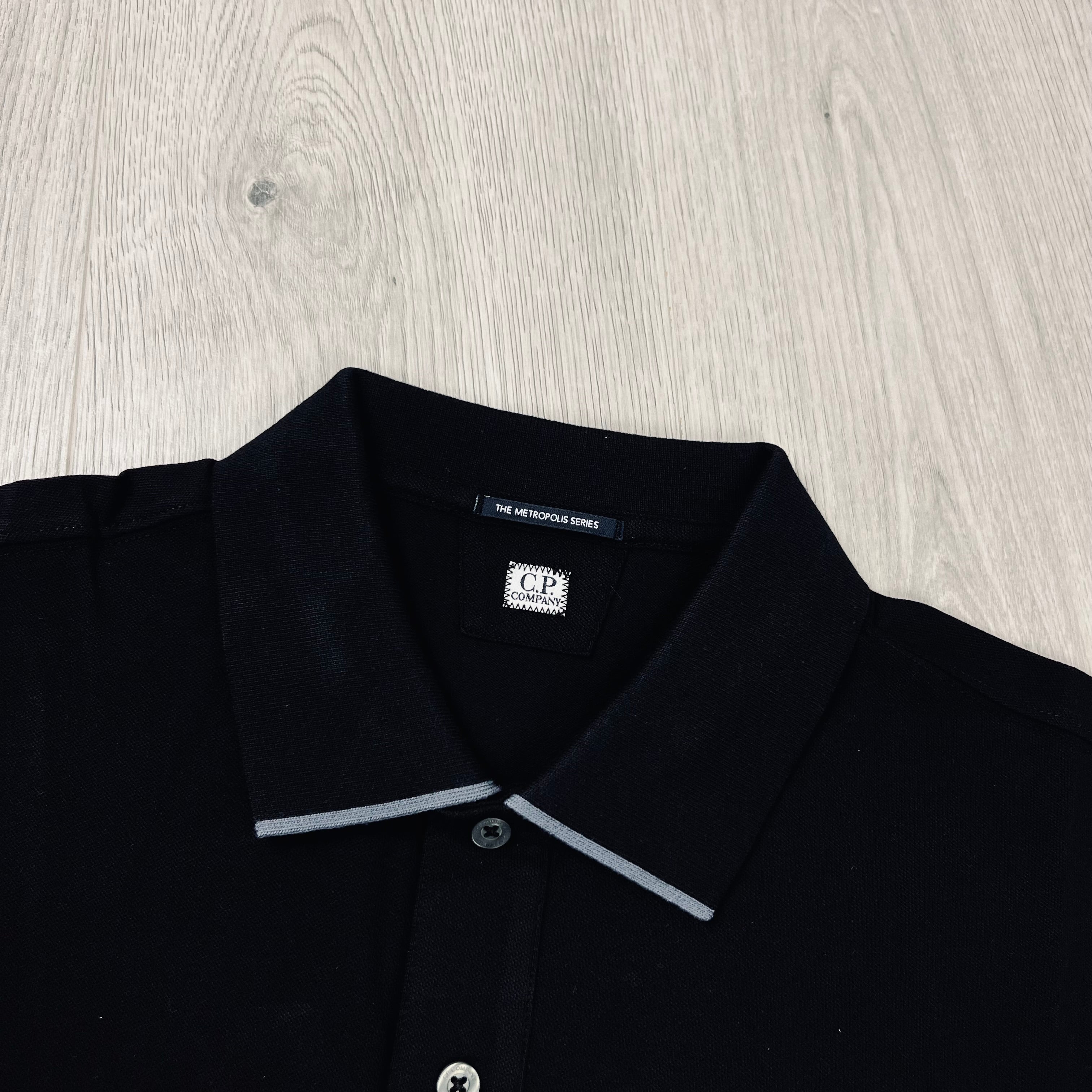 CP Company Metropolis Polo Shirt - Black -Usfansport