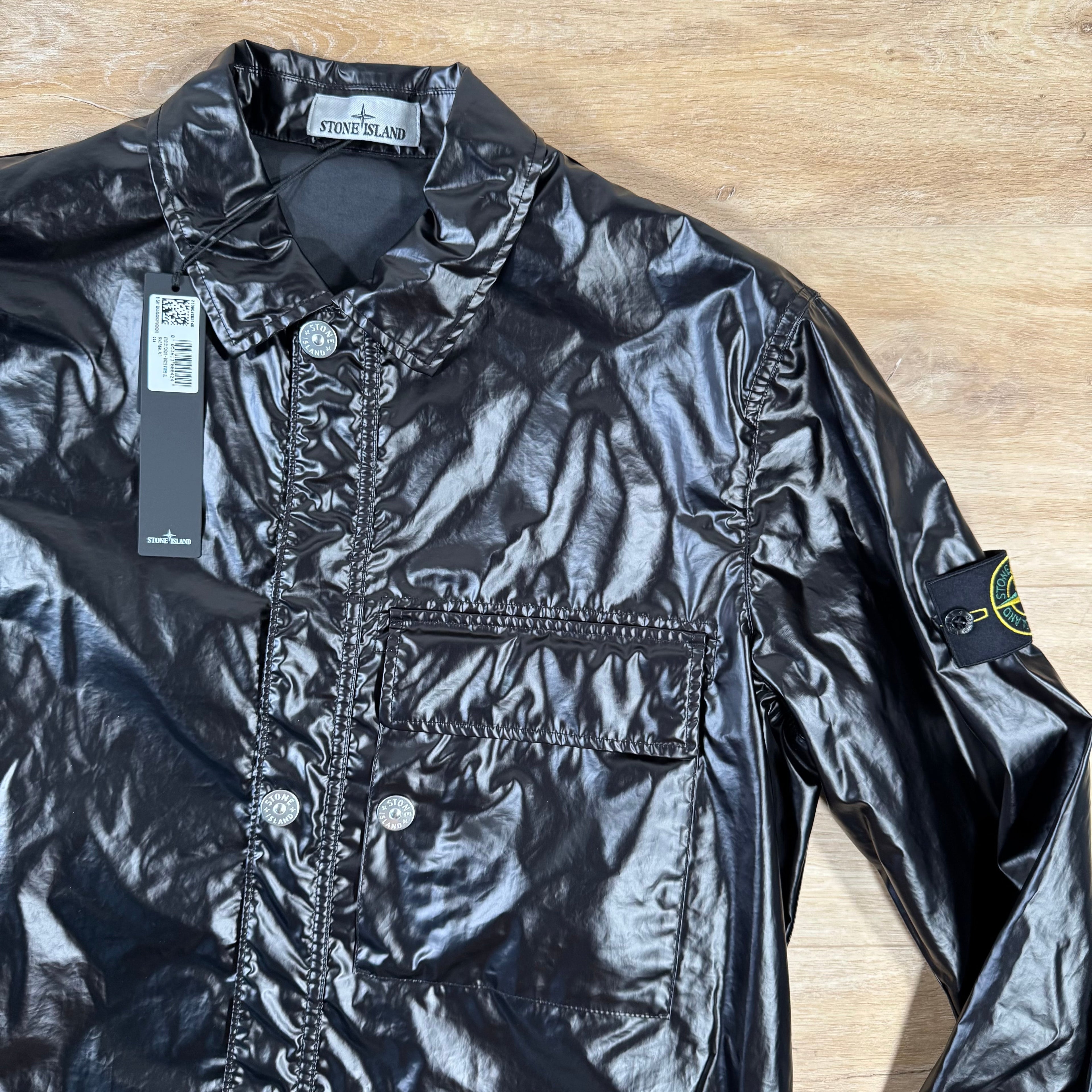 Stone Island Mussola Gomatta-TC Overshirt in Black -Usfansport