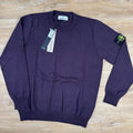 Stone Island Soft Organic Cotton Crewneck Jumper in Burgundy -Usfansport