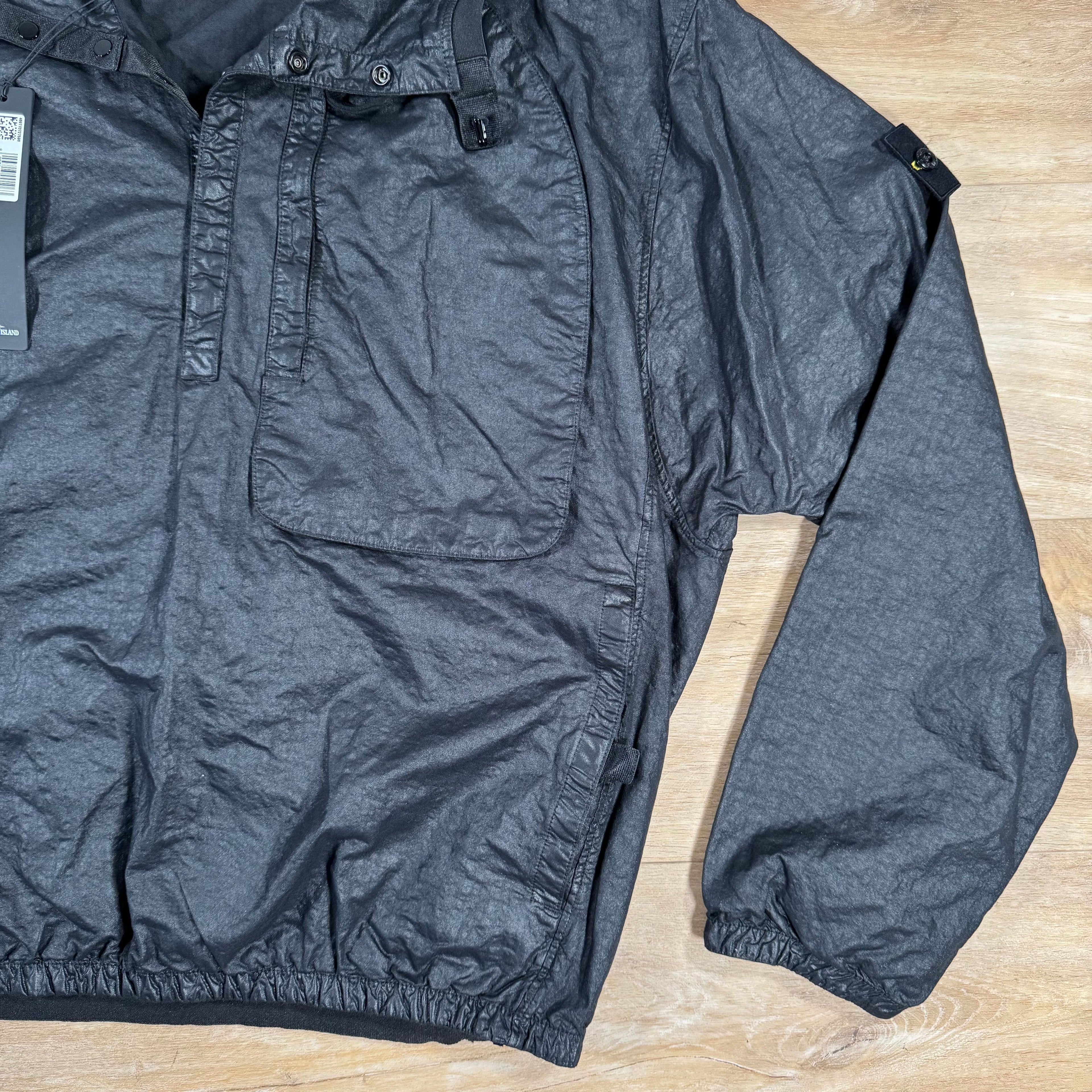 Stone Island Organic Look Nylon Panama-TC Anorak Jacket in Black -Usfansport