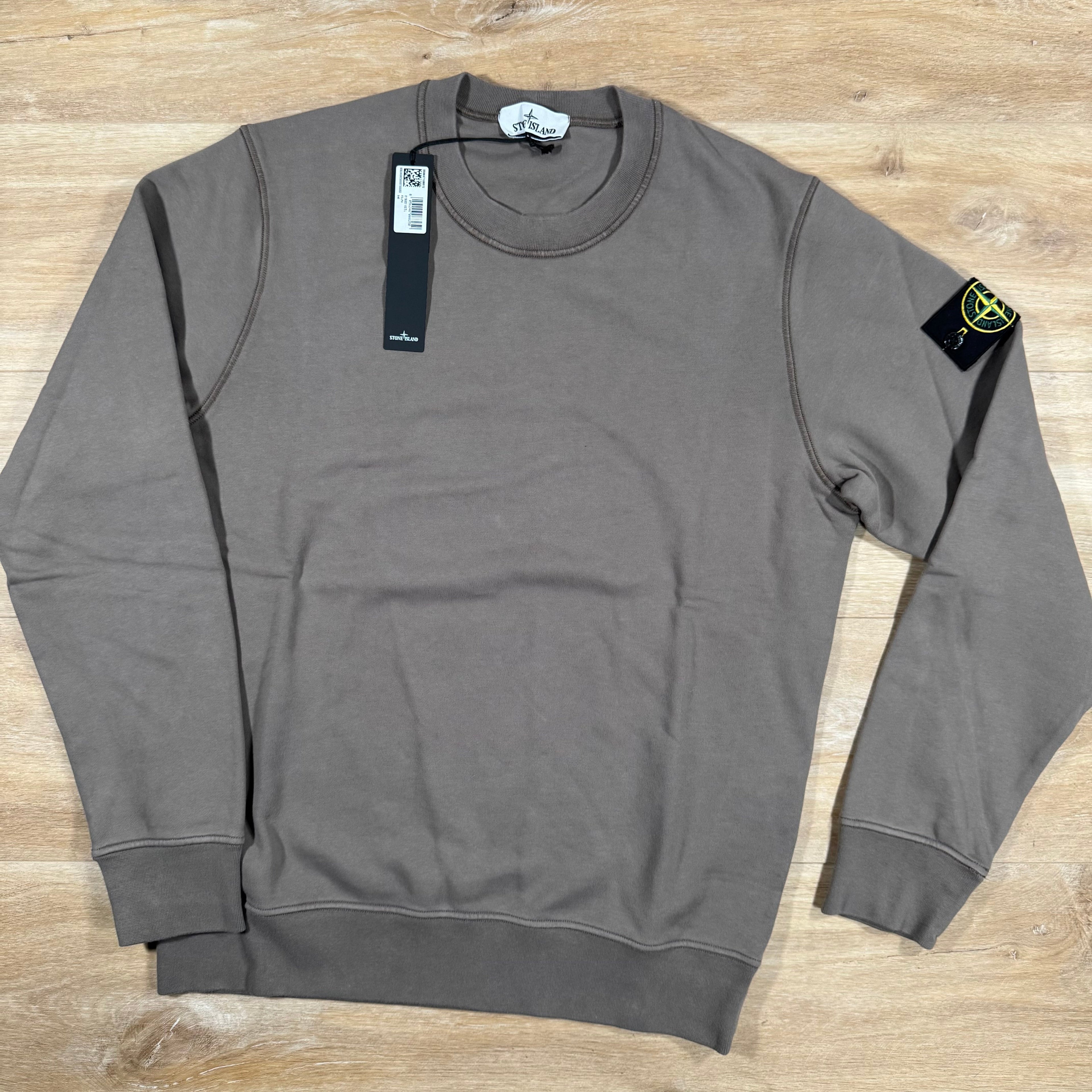 Stone Island Garment Dyed Crewneck Sweatshirt in Walnut Brown -Usfansport